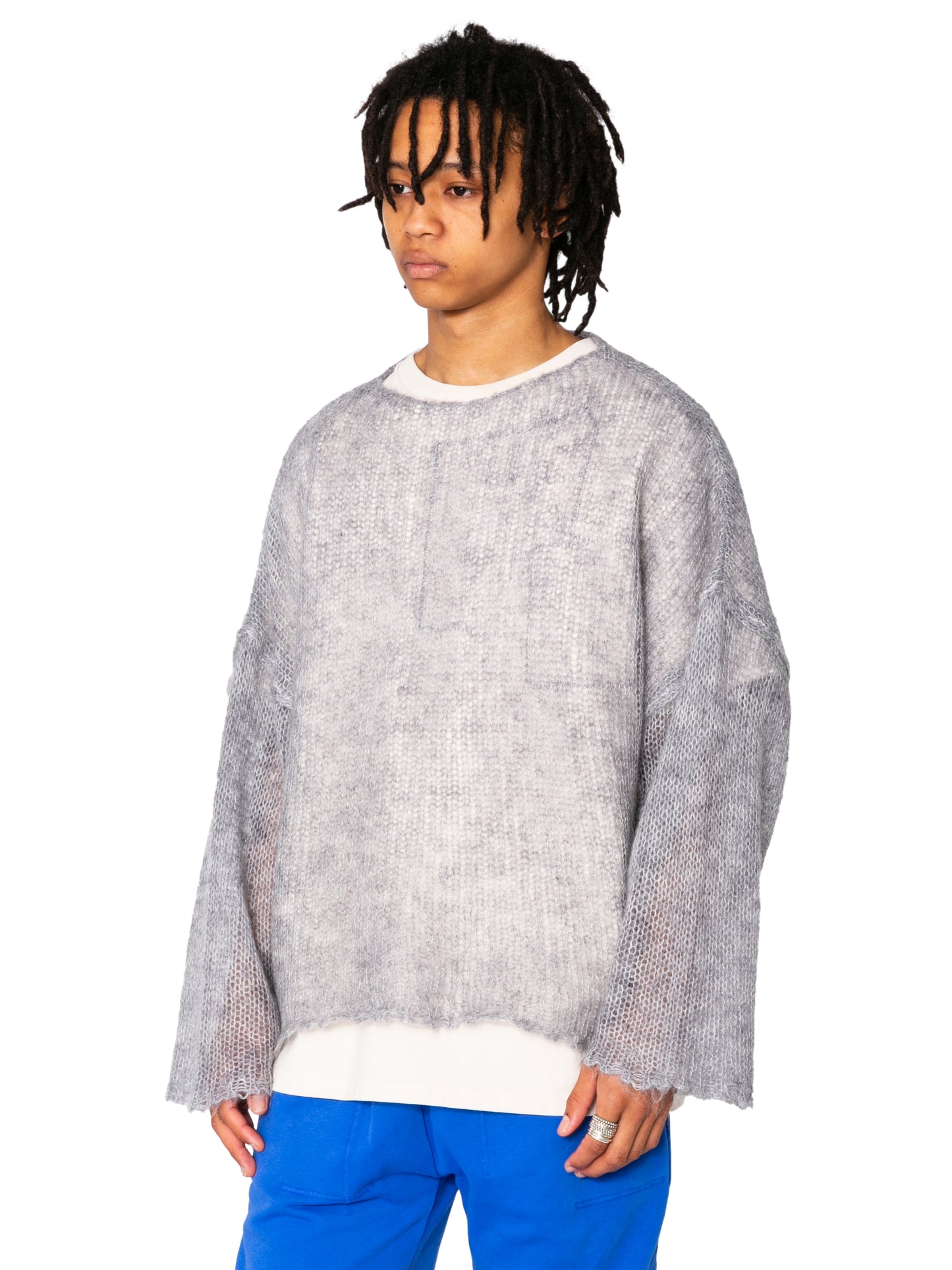 RESEARCHED BOAT NECK SWEATER/ MOHAIR MIX YARN