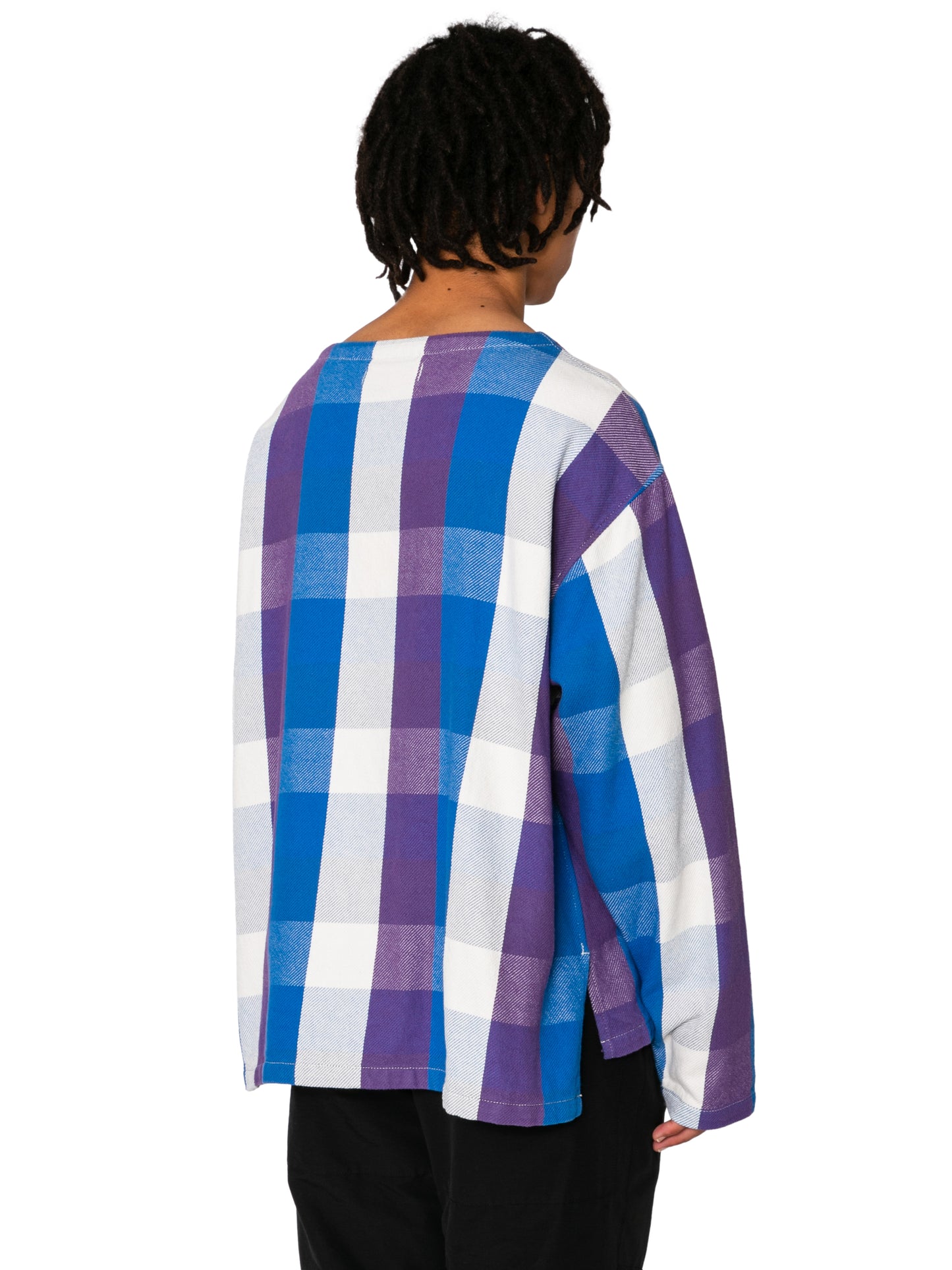 RESEARCHED PULLOVER BOAT NECK SHIRT/ FLANNEL CHECK