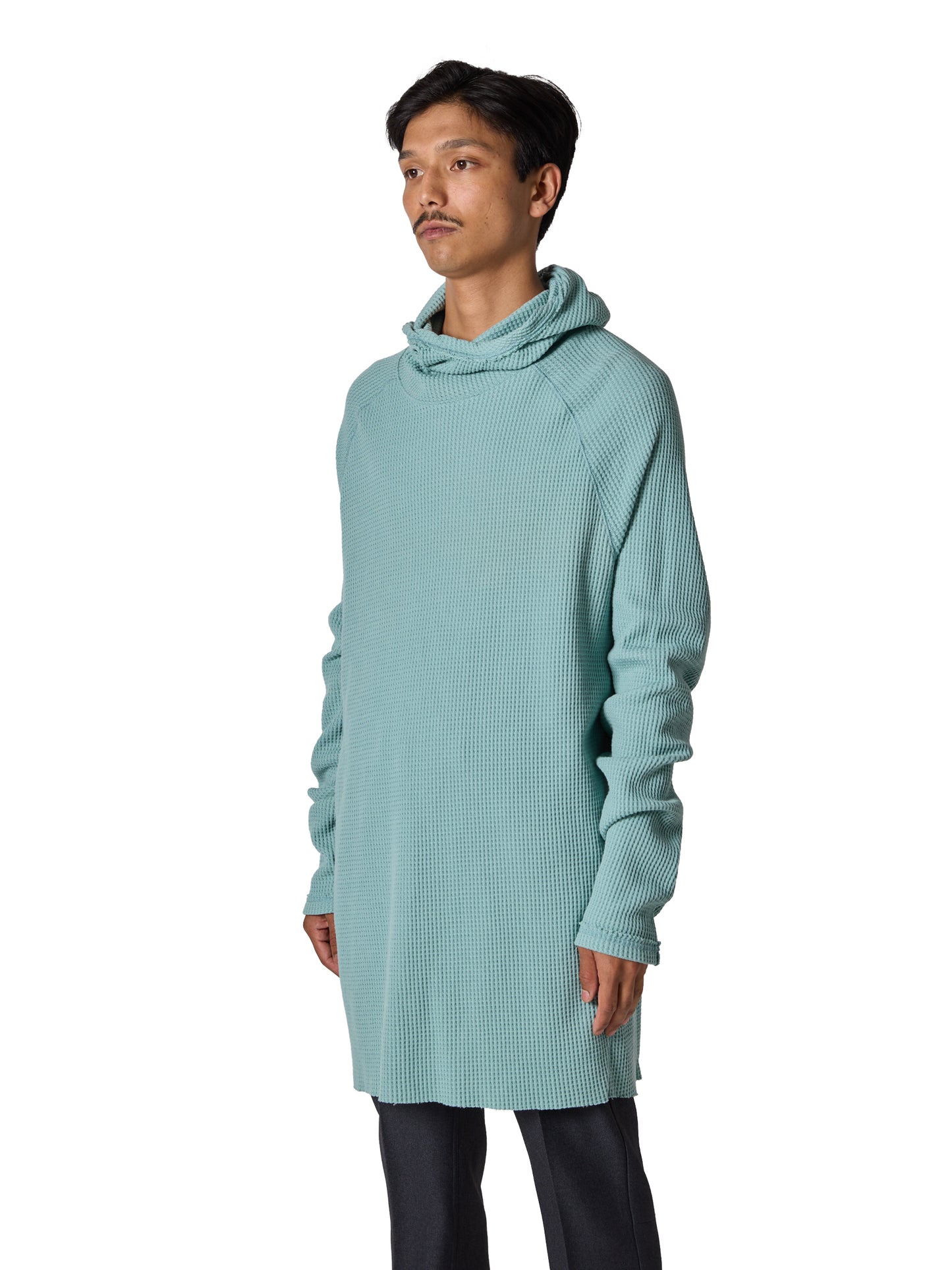 ORGANIZED HOODED PULLOVER LONG TOP / COTTON THERMAL