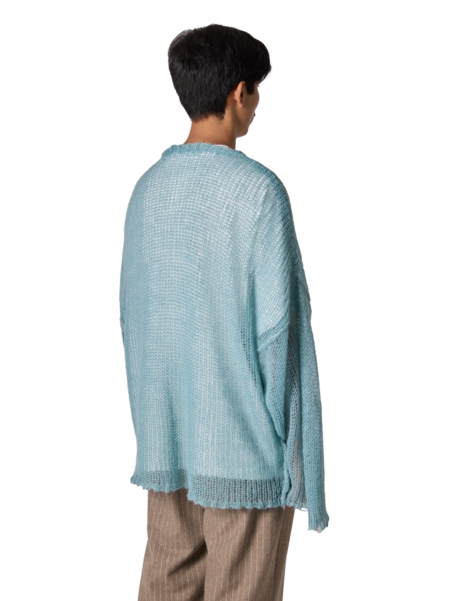 RESEARCHED BOAT NECK SWEATER / MOHAIR MIX YARN