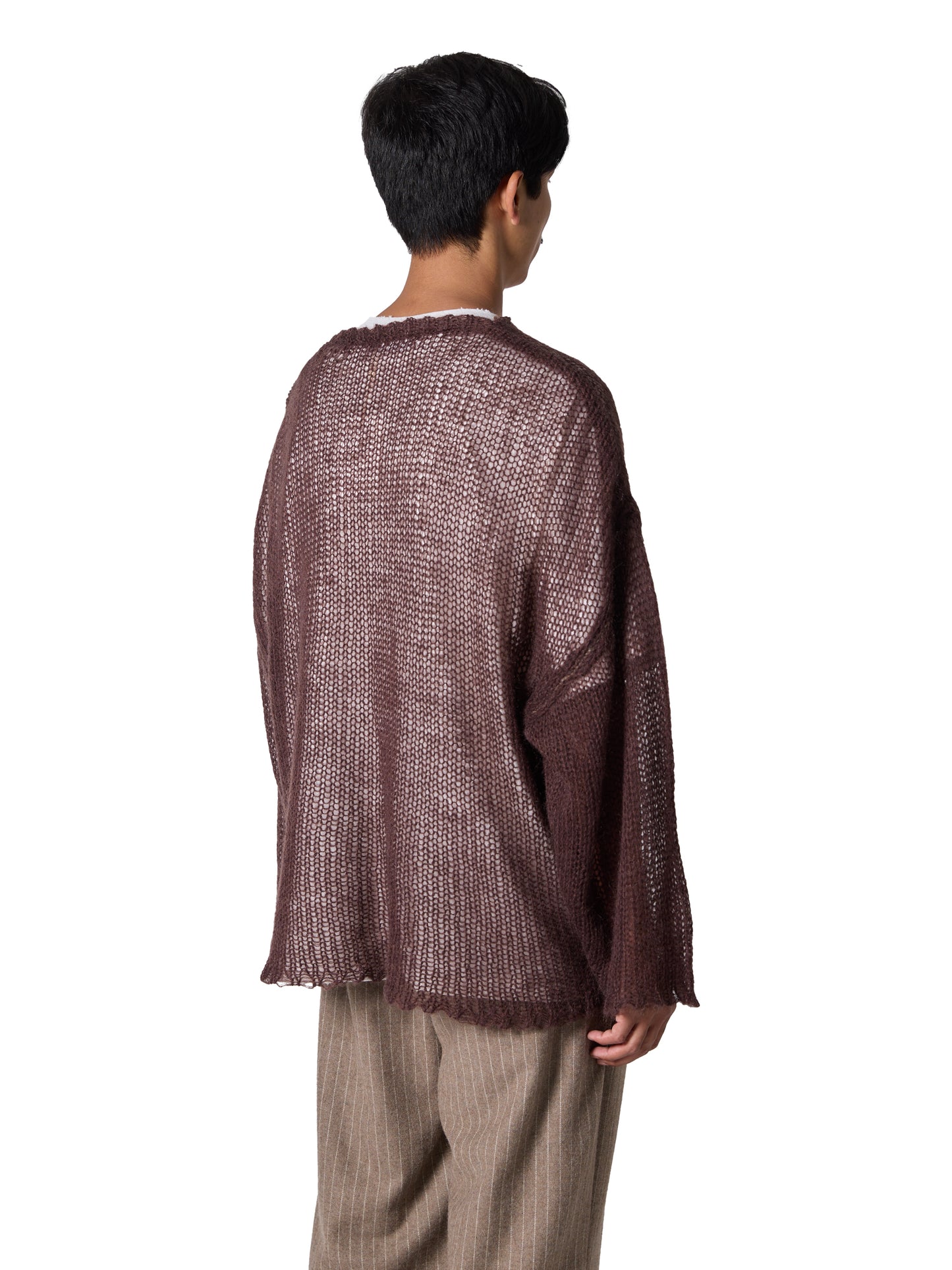 RESEARCHED BOAT NECK SWEATER / MOHAIR MIX YARN