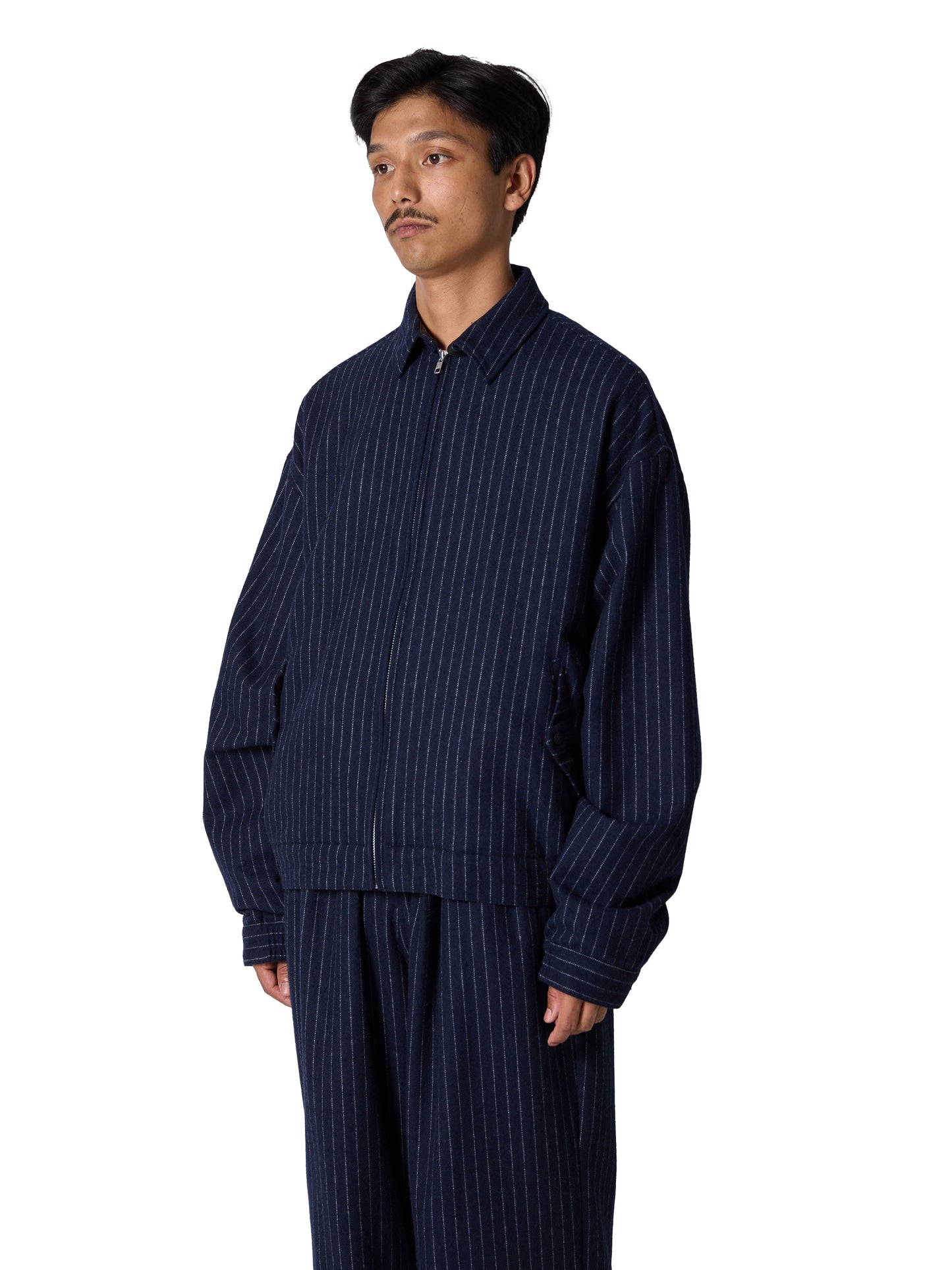 CRAFTED BLOUSON / WOOL MIX STRIPE TWILL