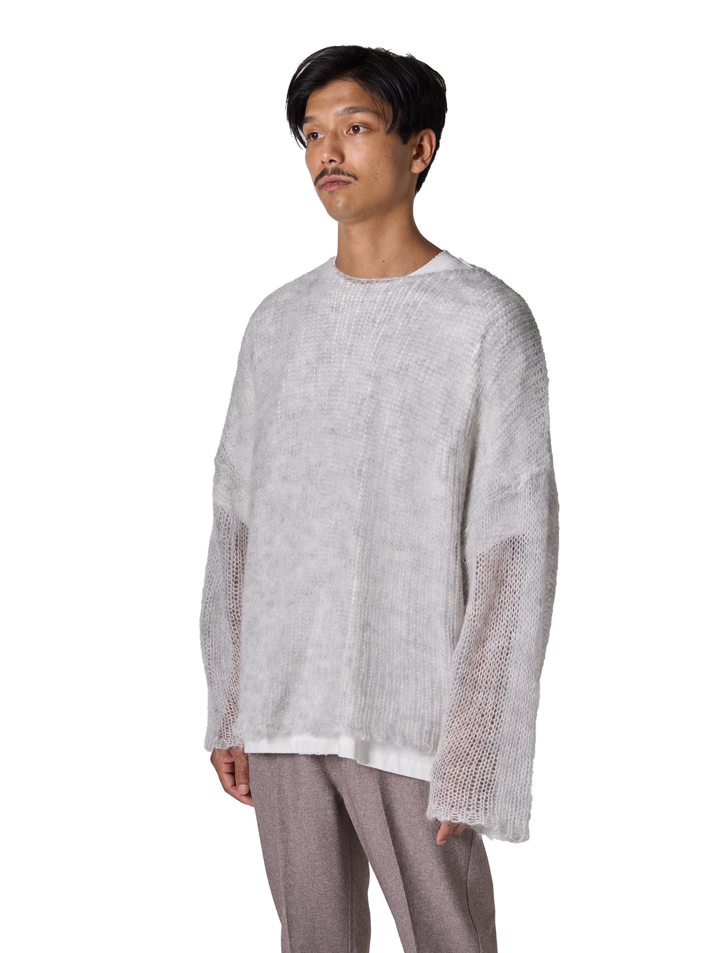 RESEARCHED BOAT NECK SWEATER / MOHAIR MIX YARN