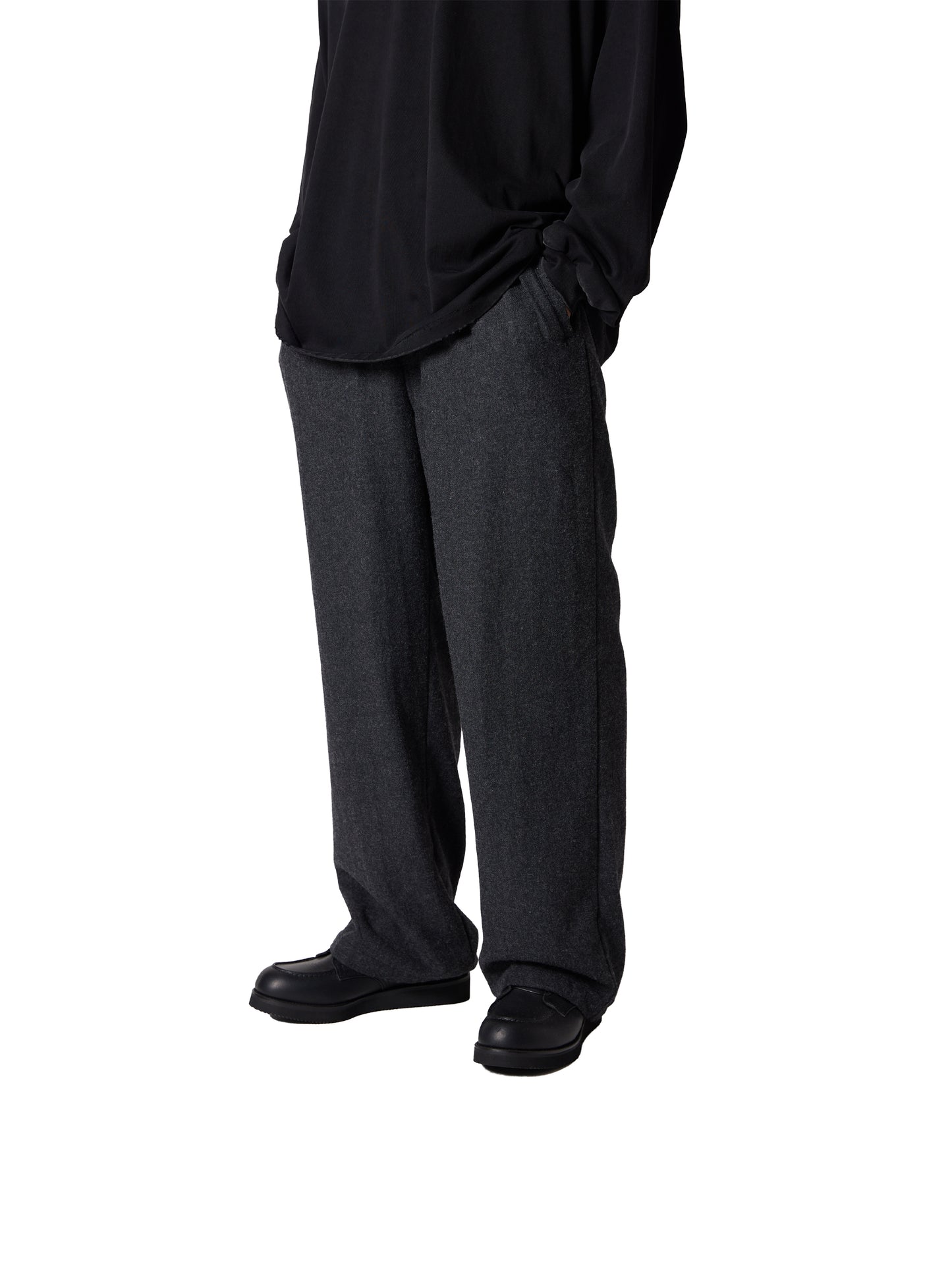 CRAFTED 3 TUCK SLACKS / WOOL MIX TWILL