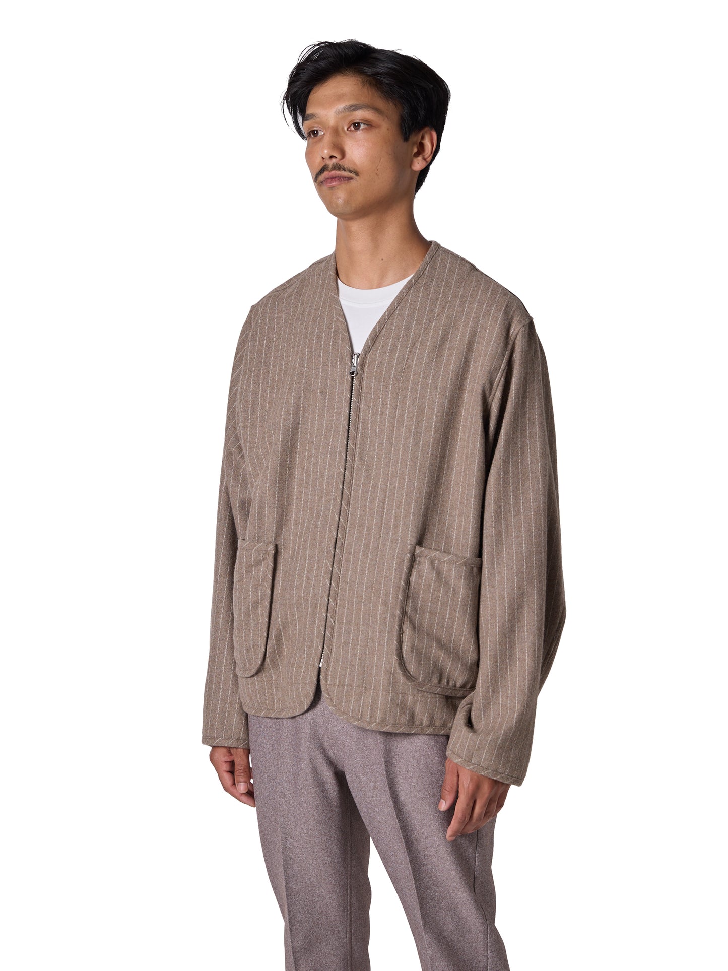 CRAFTED LINING SHIRT / WOOL MIX STRIPE TWILL