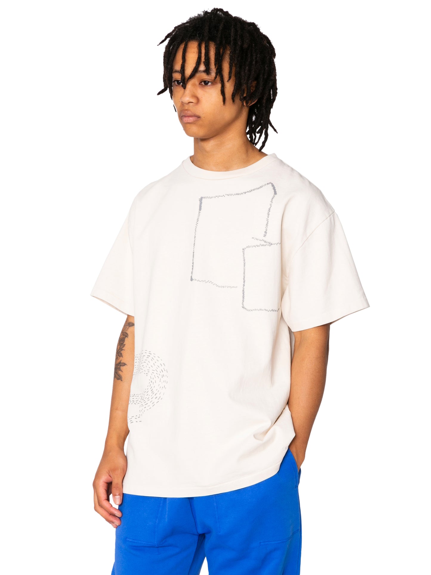 CREW NECK TEE11oz C.JERSEY / SASHIKO