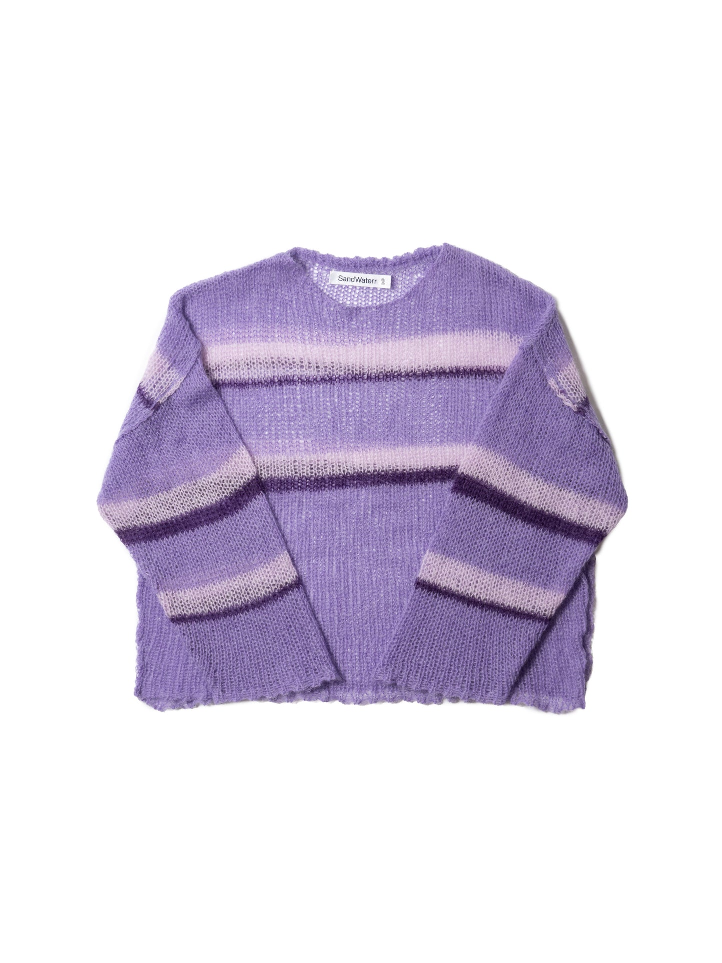 RESEARCHED BOAT NECK BORDER SWEATER / MOHAIR MIX YARN
