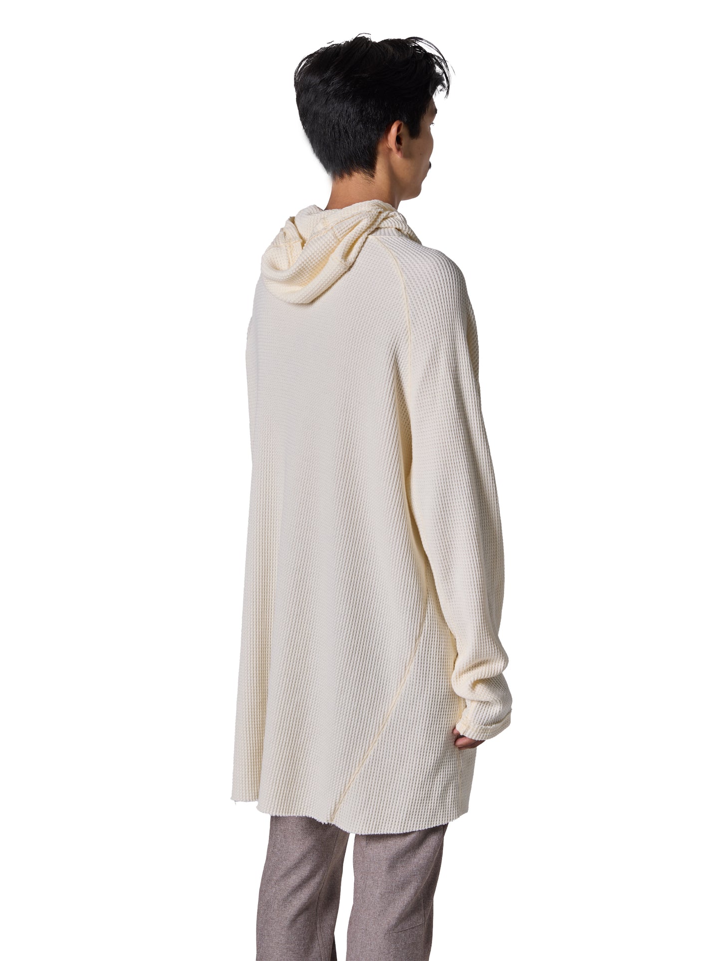 ORGANIZED HOODED PULLOVER LONG TOP / COTTON THERMAL