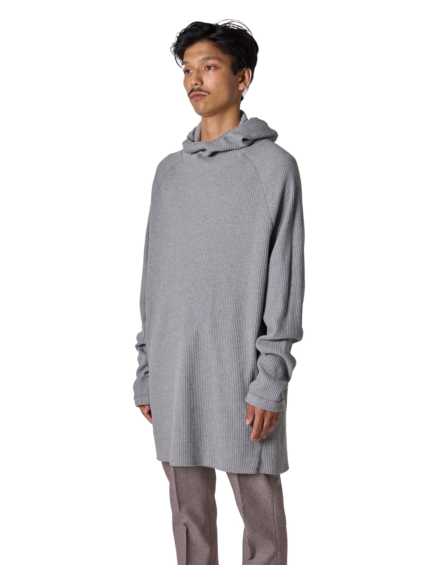 ORGANIZED HOODED PULLOVER LONG TOP / COTTON THERMAL