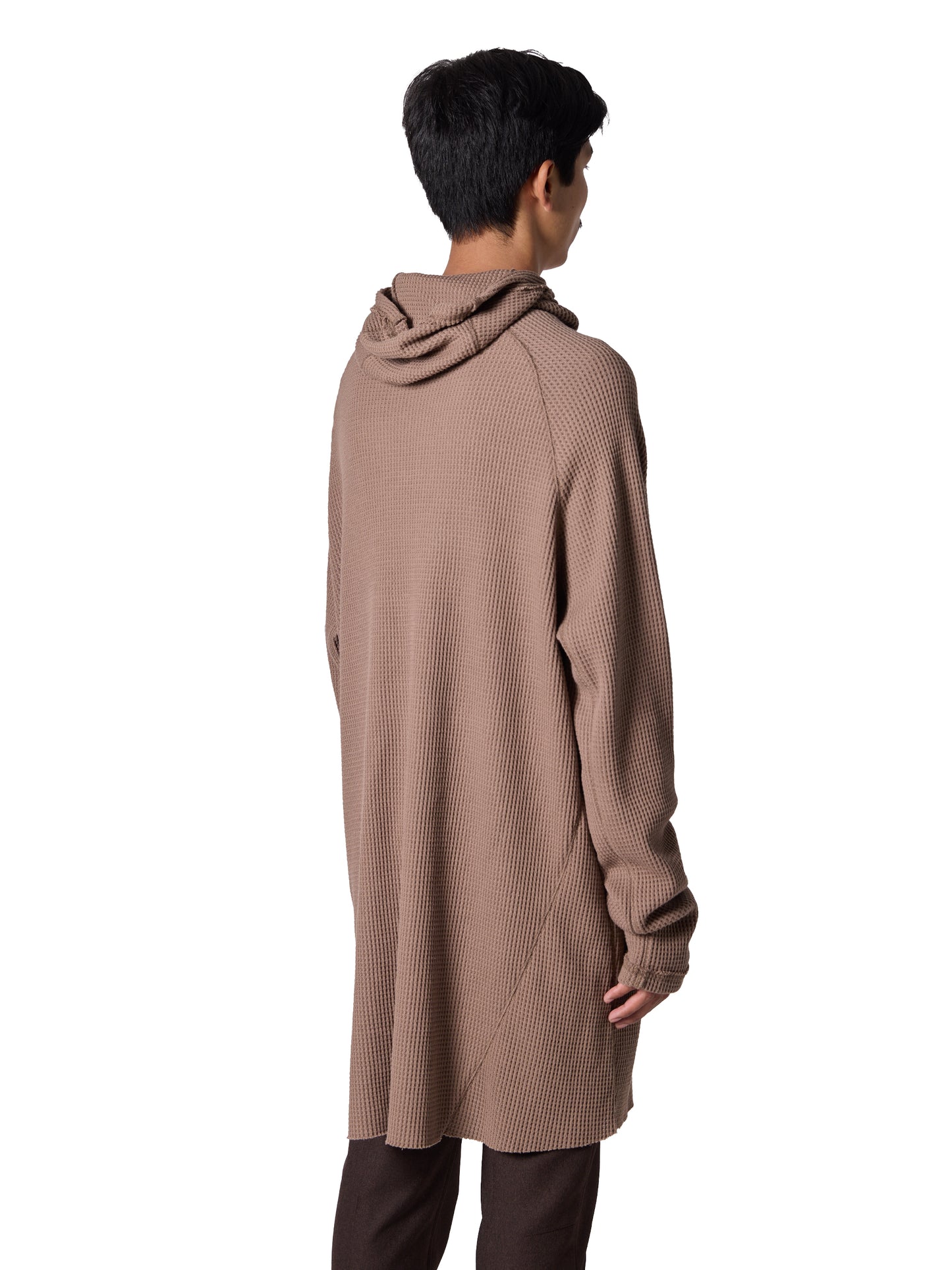 ORGANIZED HOODED PULLOVER LONG TOP / COTTON THERMAL