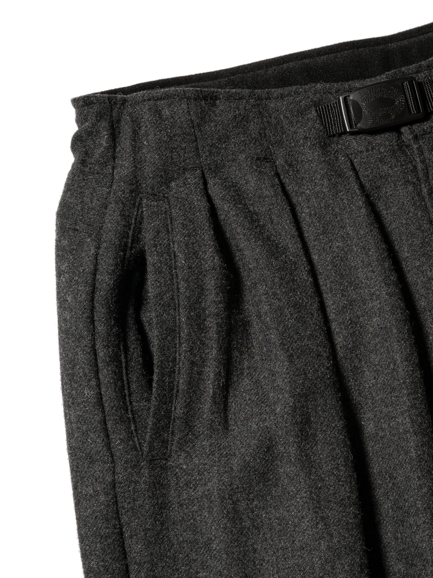 CRAFTED 3 TUCK SLACKS / WOOL MIX TWILL