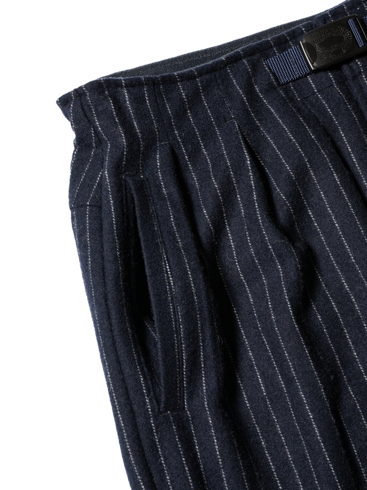 CRAFTED 3 TUCK SLACKS / WOOL MIX STRIPE TWILL