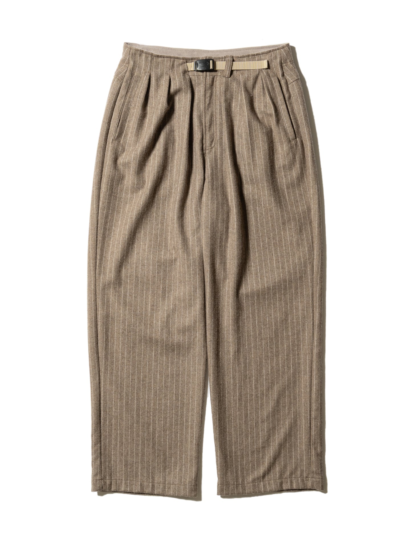 CRAFTED 3 TUCK SLACKS / WOOL MIX STRIPE TWILL