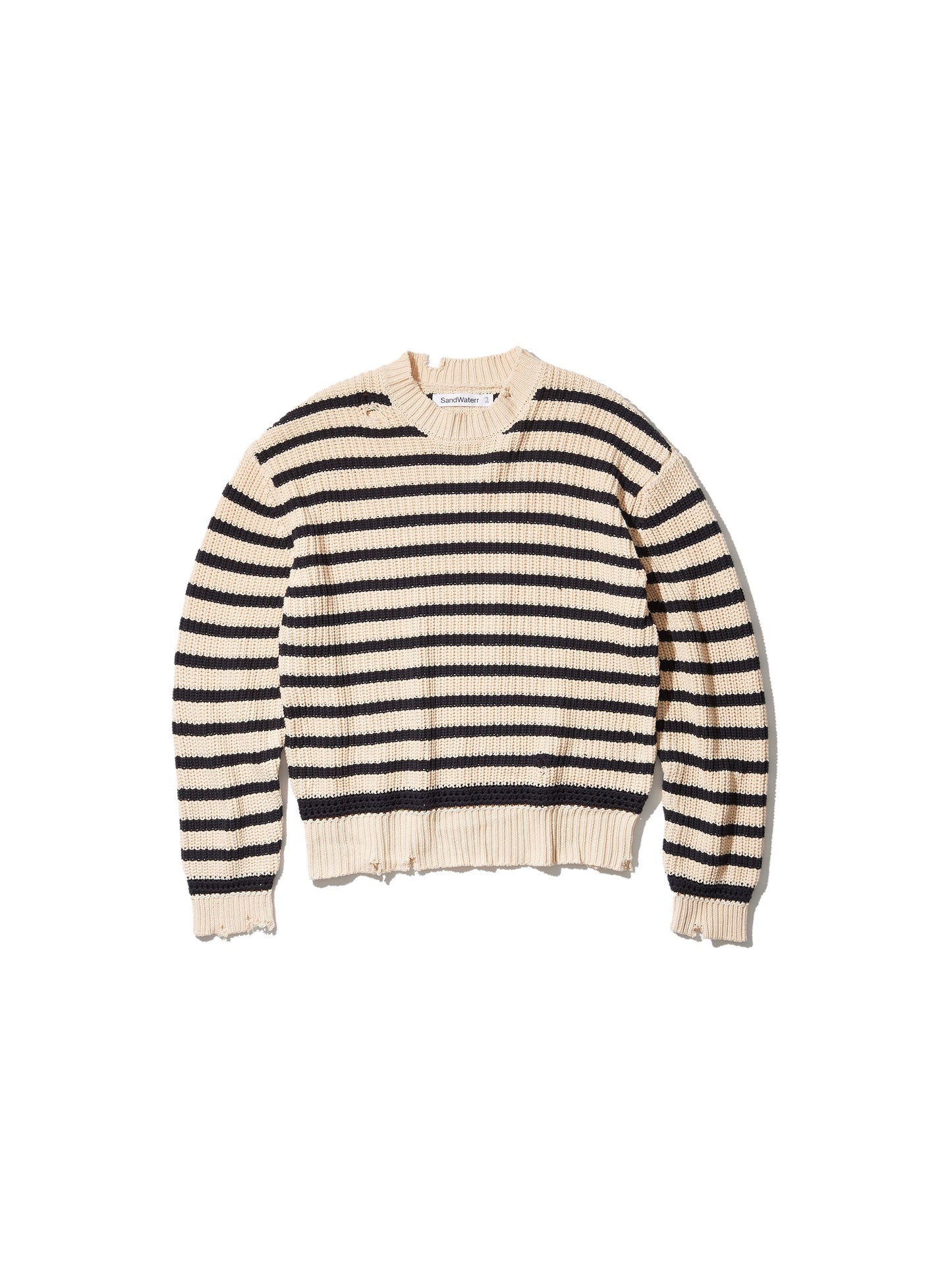 ORGANIZED CREW NECK SWEATER / C ,A YARN / BORDER