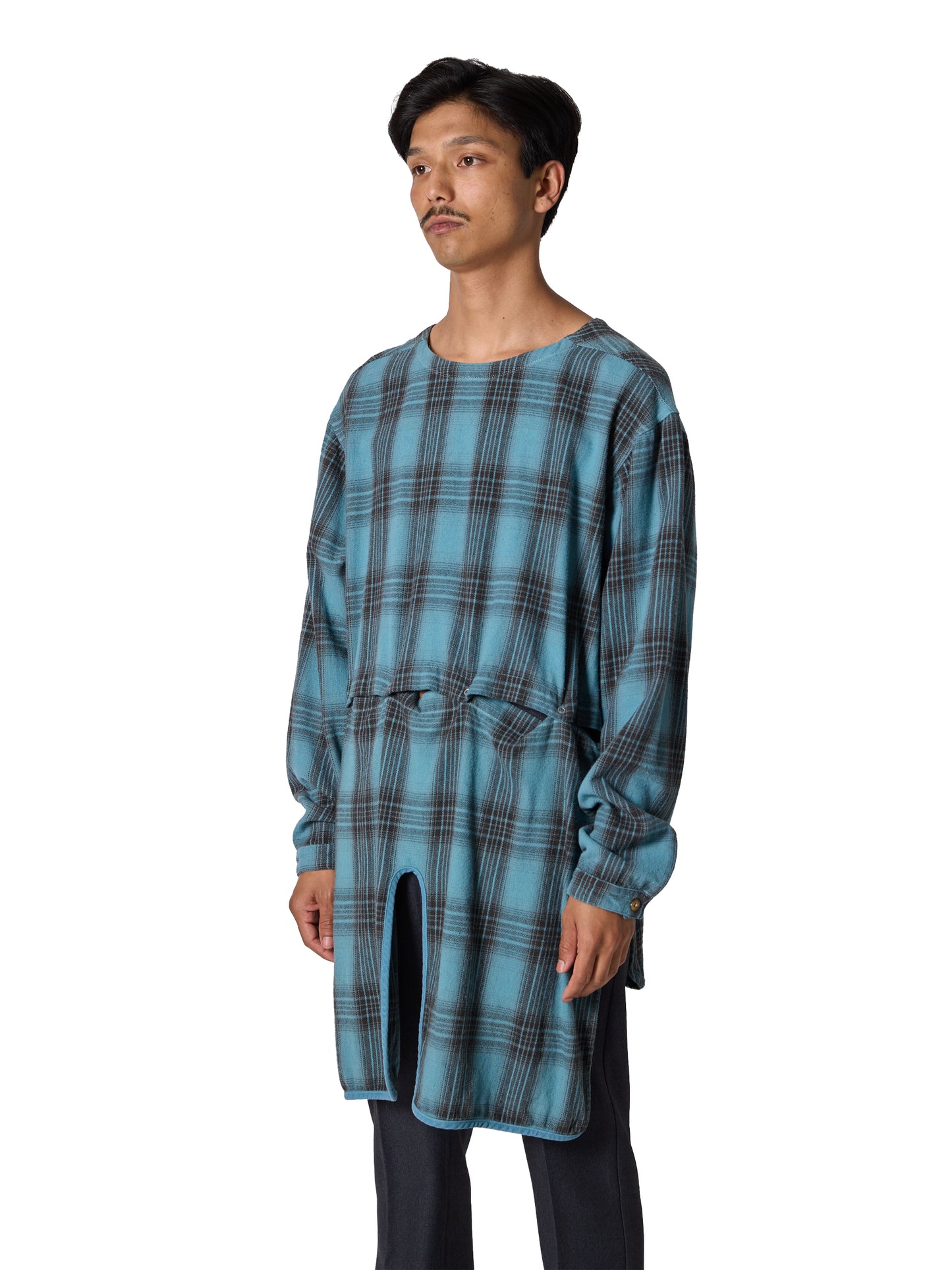 RESEARCHED LONG PULLOVER / COTTON FLANNEL CHECK