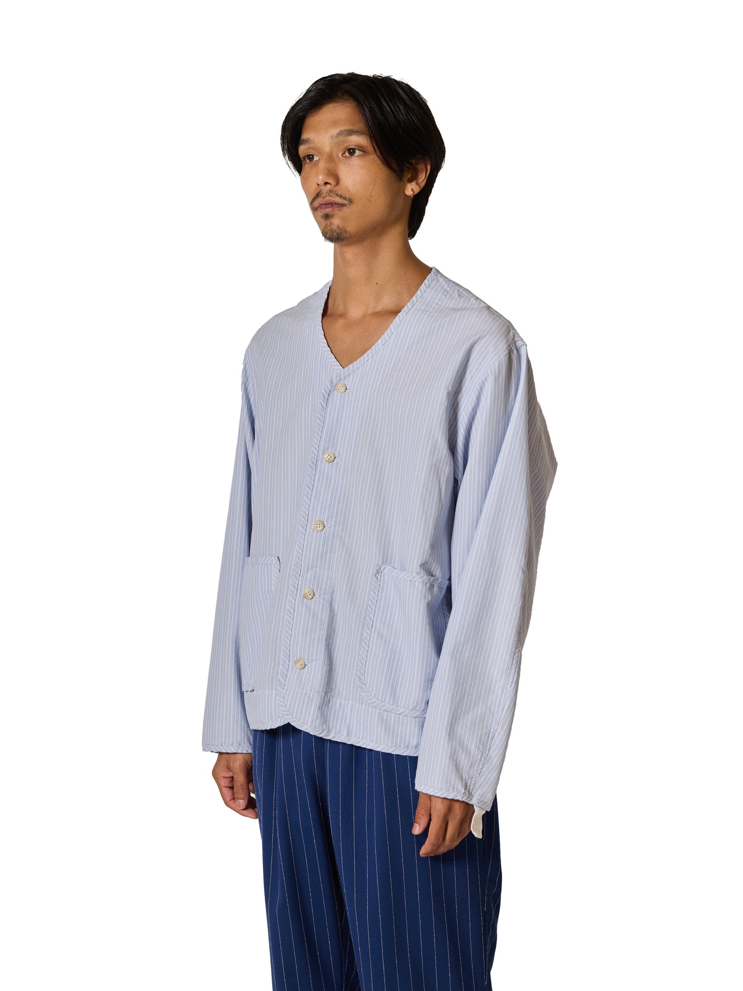 ORGANIZED LINING SHIRT / COTTON MIX BROAD STRIPE