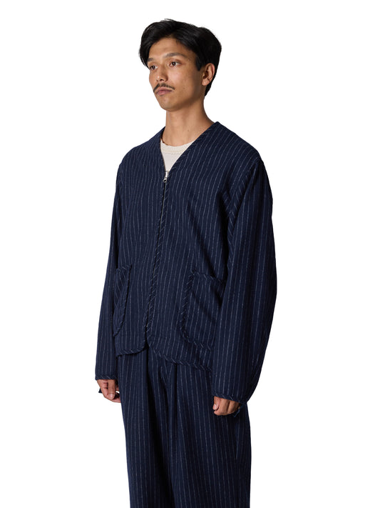 CRAFTED LINING SHIRT / WOOL MIX STRIPE TWILL