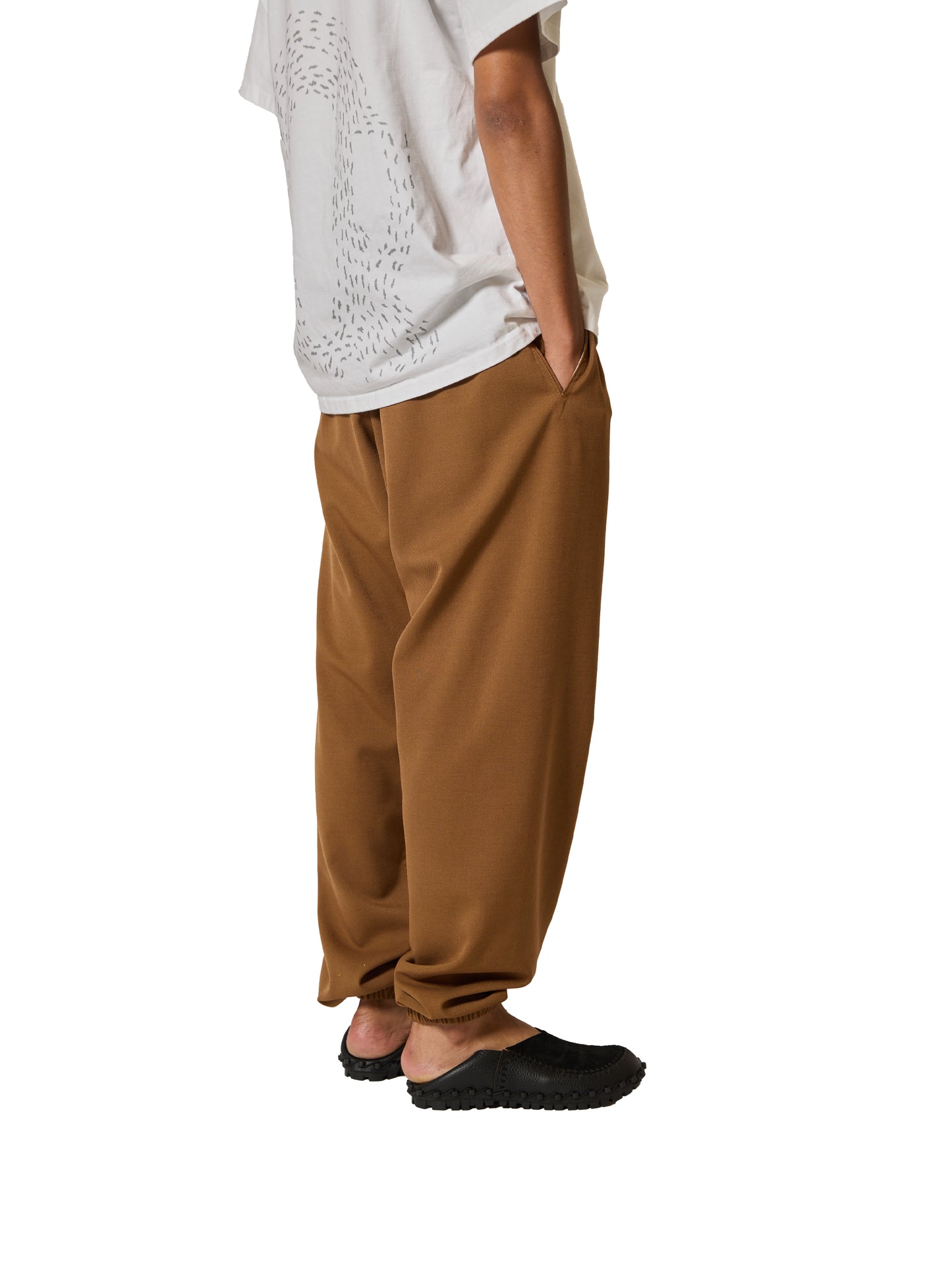 RESEARCHED EASY RIB PANTS / RAYON MIX GABARDINE