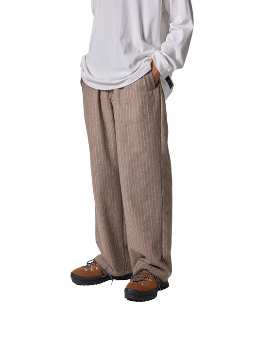 CRAFTED 3 TUCK SLACKS / WOOL MIX STRIPE TWILL
