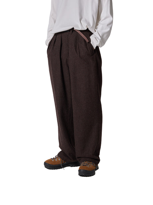 CRAFTED 3 TUCK SLACKS / WOOL MIX TWILL