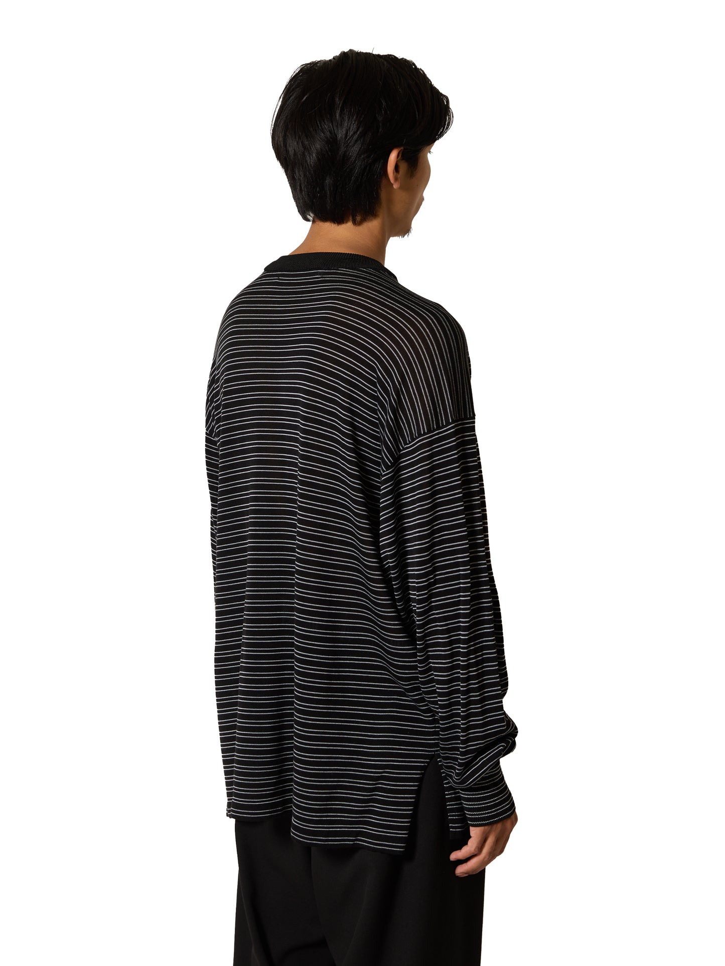 RESEARCHED SWEATER / RAYON MIX YARN BORDER