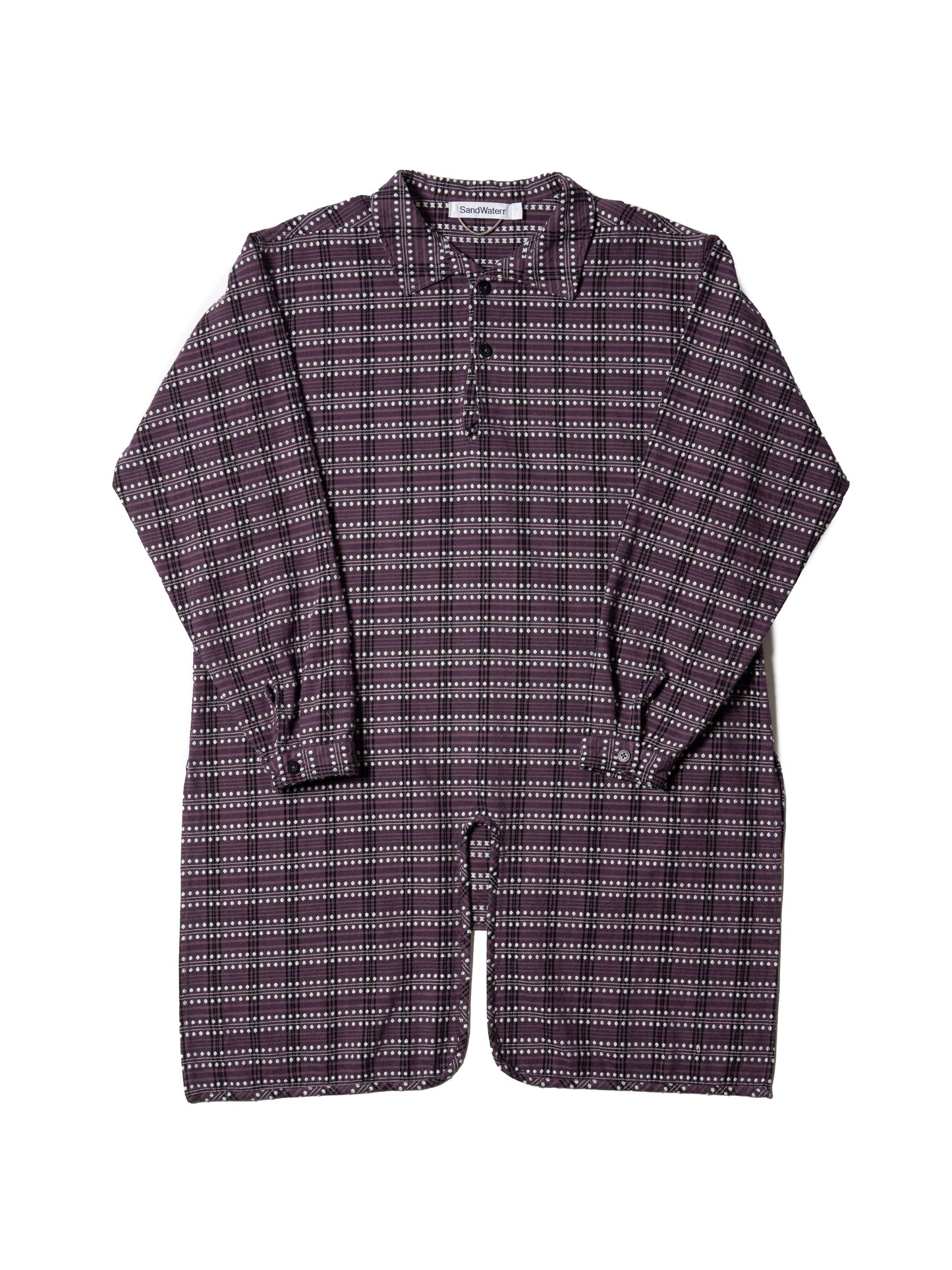 CRAFTED LONG PULLOVER / COTTON MIX FLANNEL CHECK OVERDYED