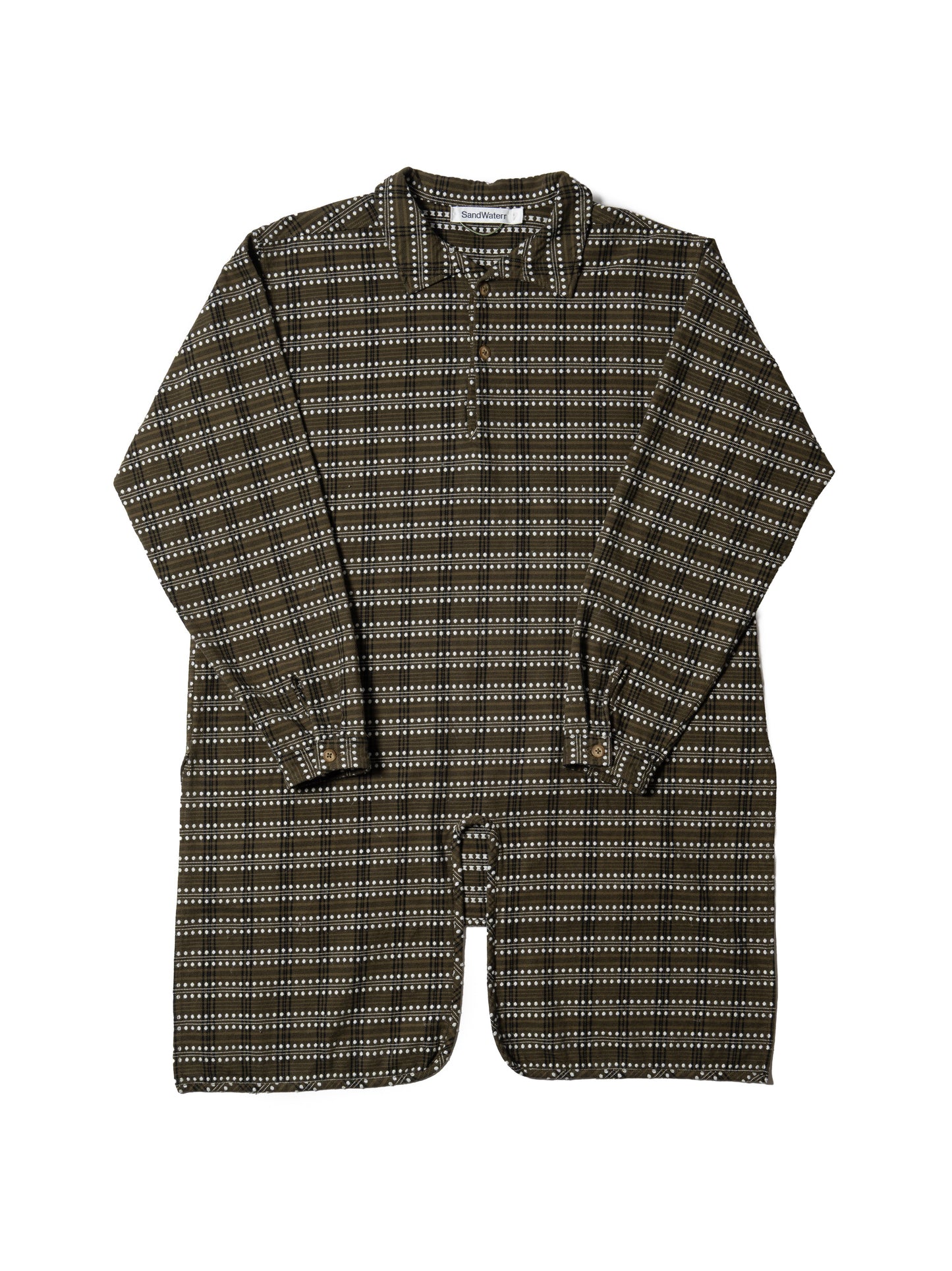 CRAFTED LONG PULLOVER / COTTON MIX FLANNEL CHECK OVERDYED