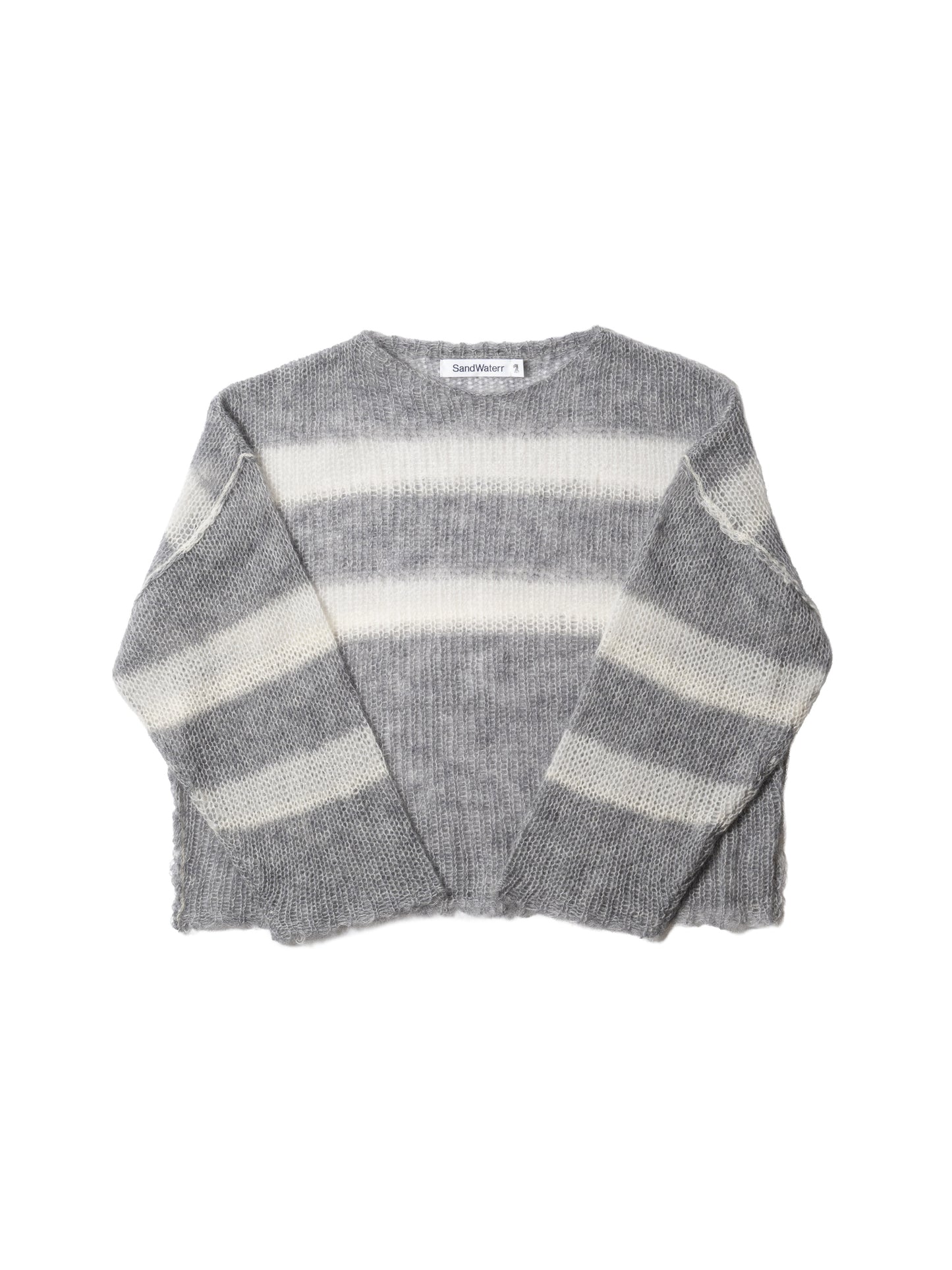 RESEARCHED  BOAT NECK BORDER SWEATER /  MOHAIR MIX YARN