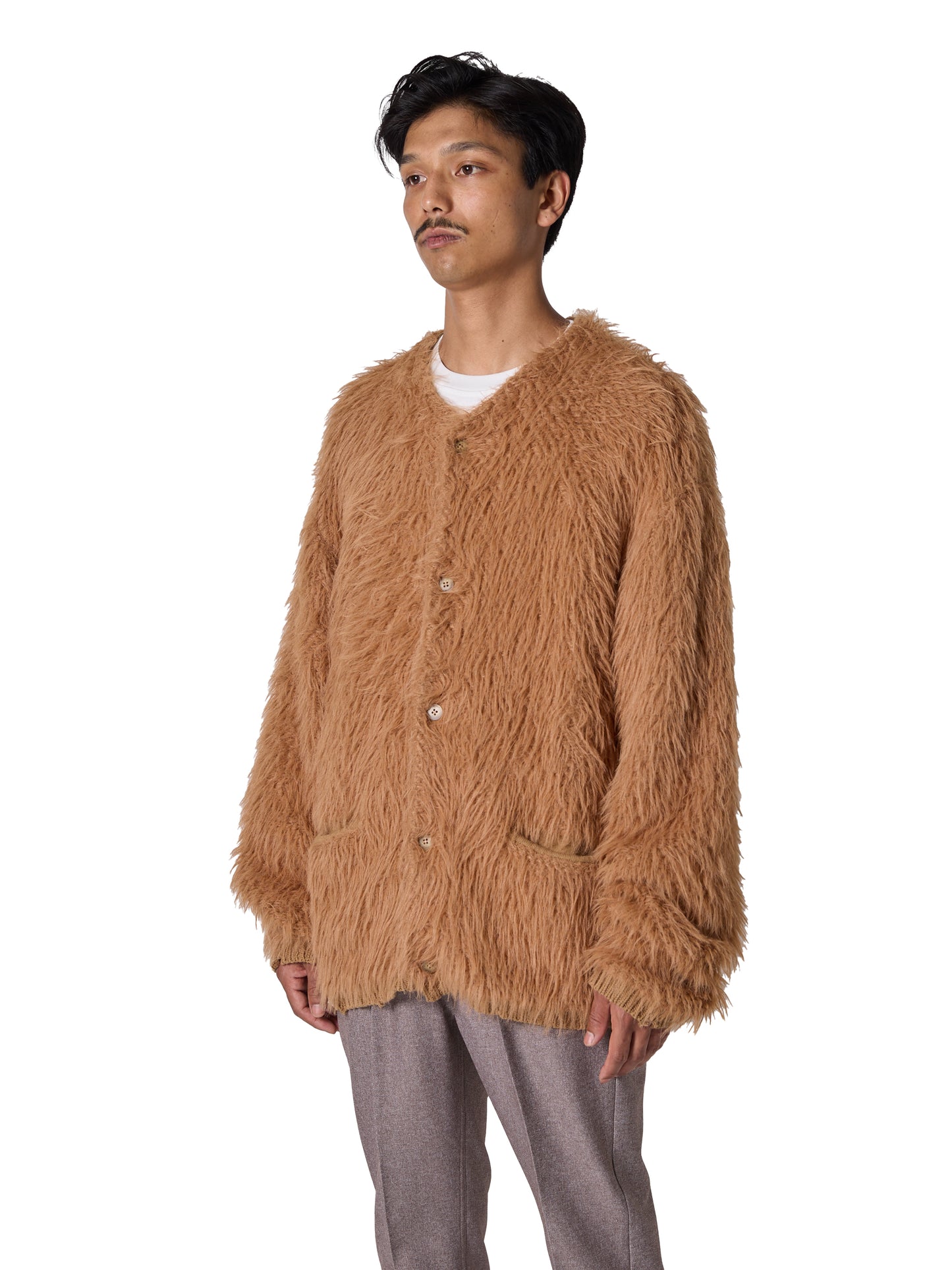 ORGANIZED CARDIGAN /COTTON MIX  FEATHER YARN