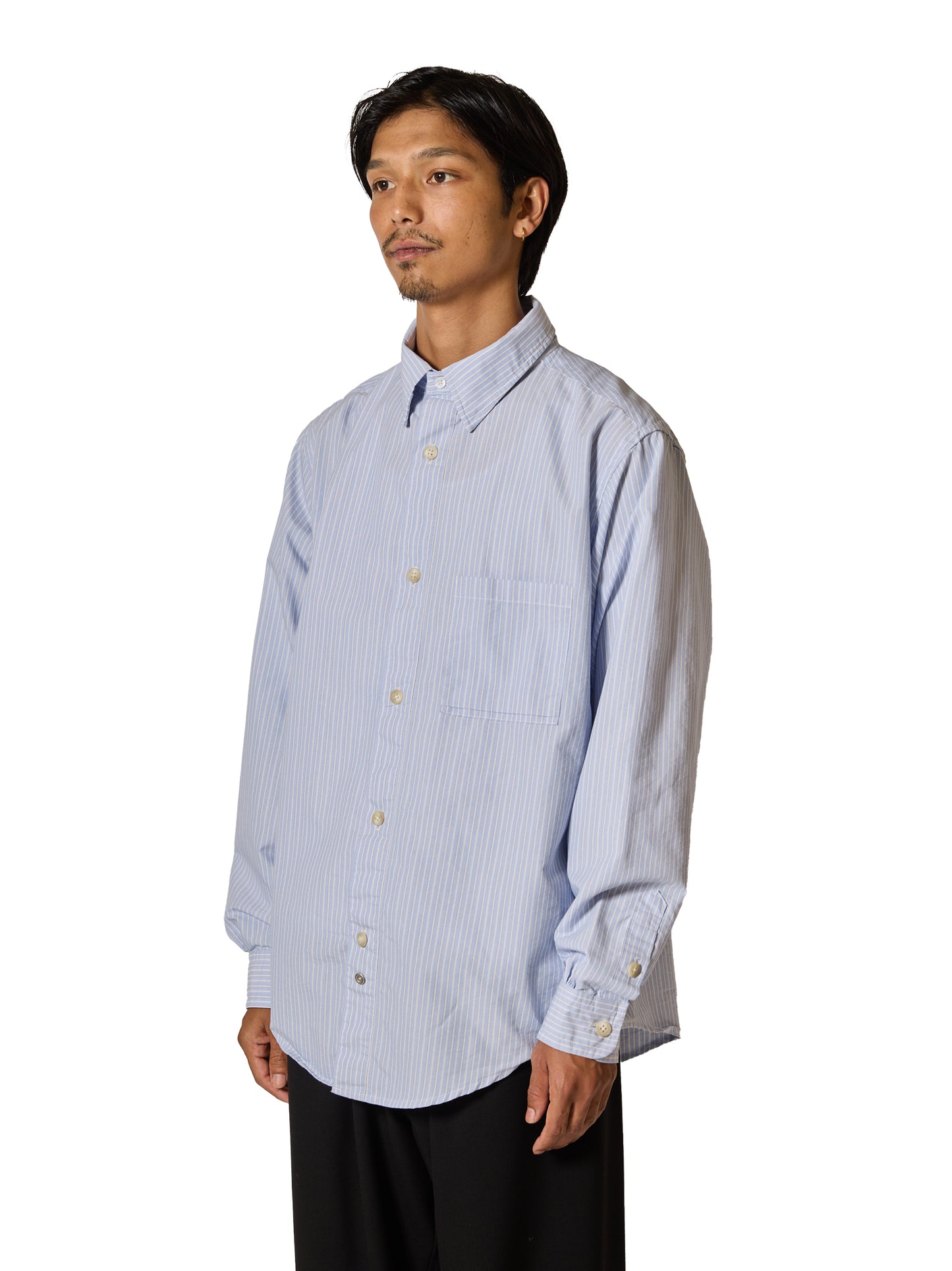 ORGANIZED B.D.SHIRT / COTTON MIX BROAD STRIPE