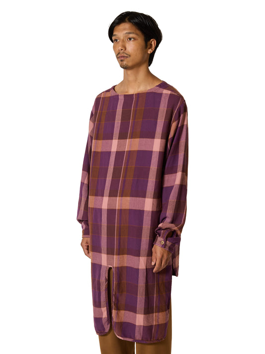 CRAFTED LONG PULLOVER / INIDIA COTTON FLANNEL MADRAS