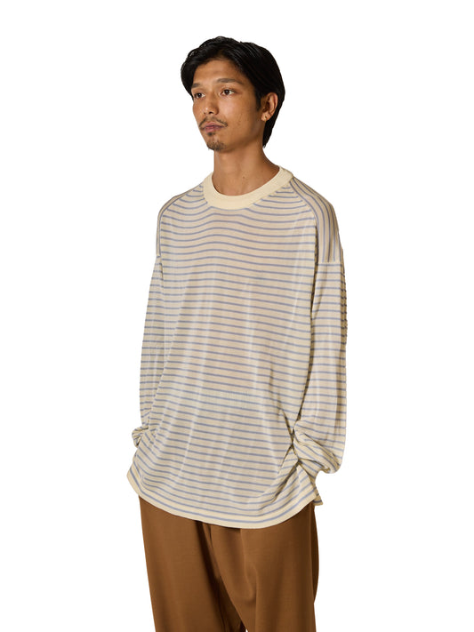 RESEARCHED SWEATER / RAYON MIX YARN BORDER