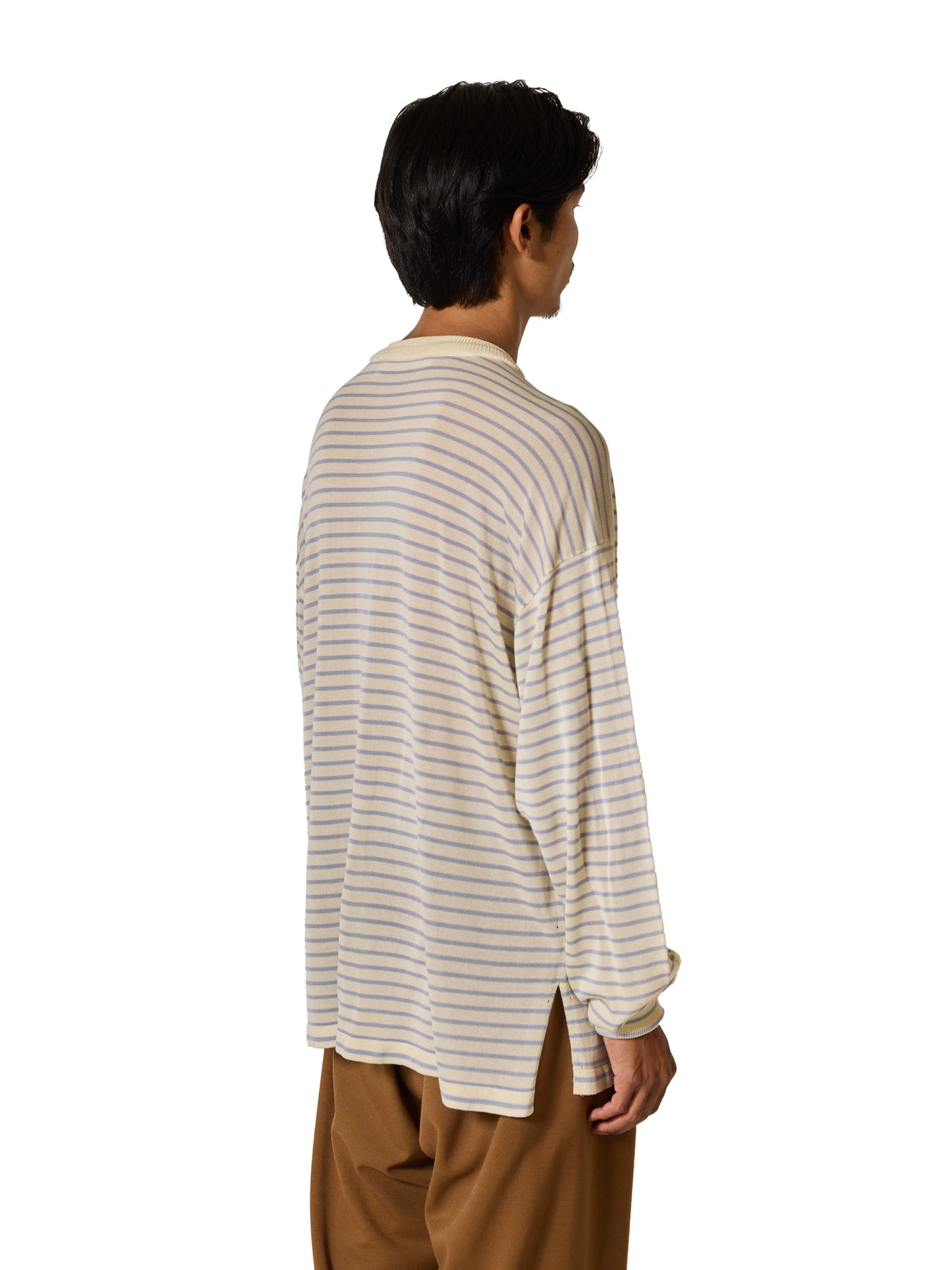 RESEARCHED SWEATER / RAYON MIX YARN BORDER