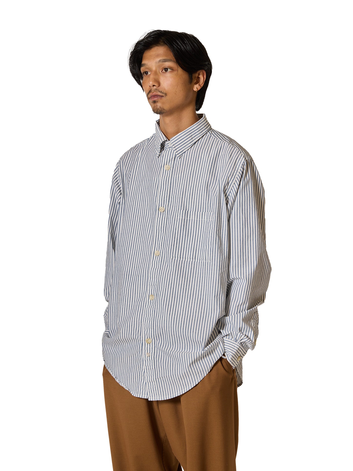ORGANIZED B.D.SHIRT / COTTON MIX BROAD STRIPE