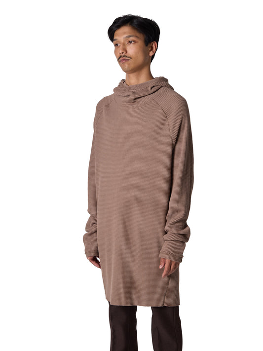 ORGANIZED HOODED PULLOVER LONG TOP / COTTON THERMAL