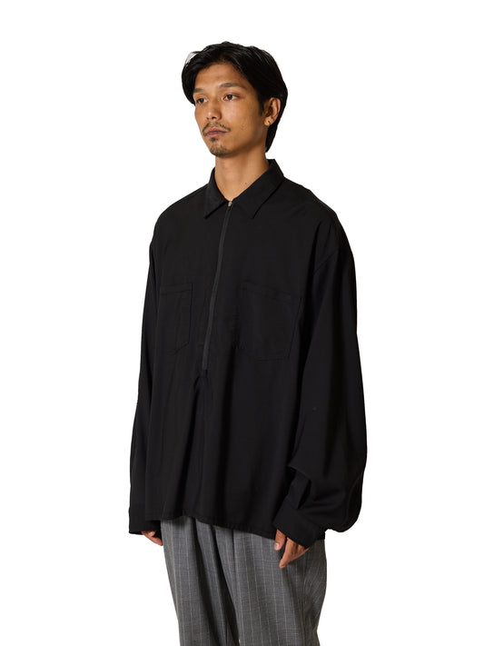 RESEARCHED HALF ZIP SHIRTS / REGGIANI W.SATIN