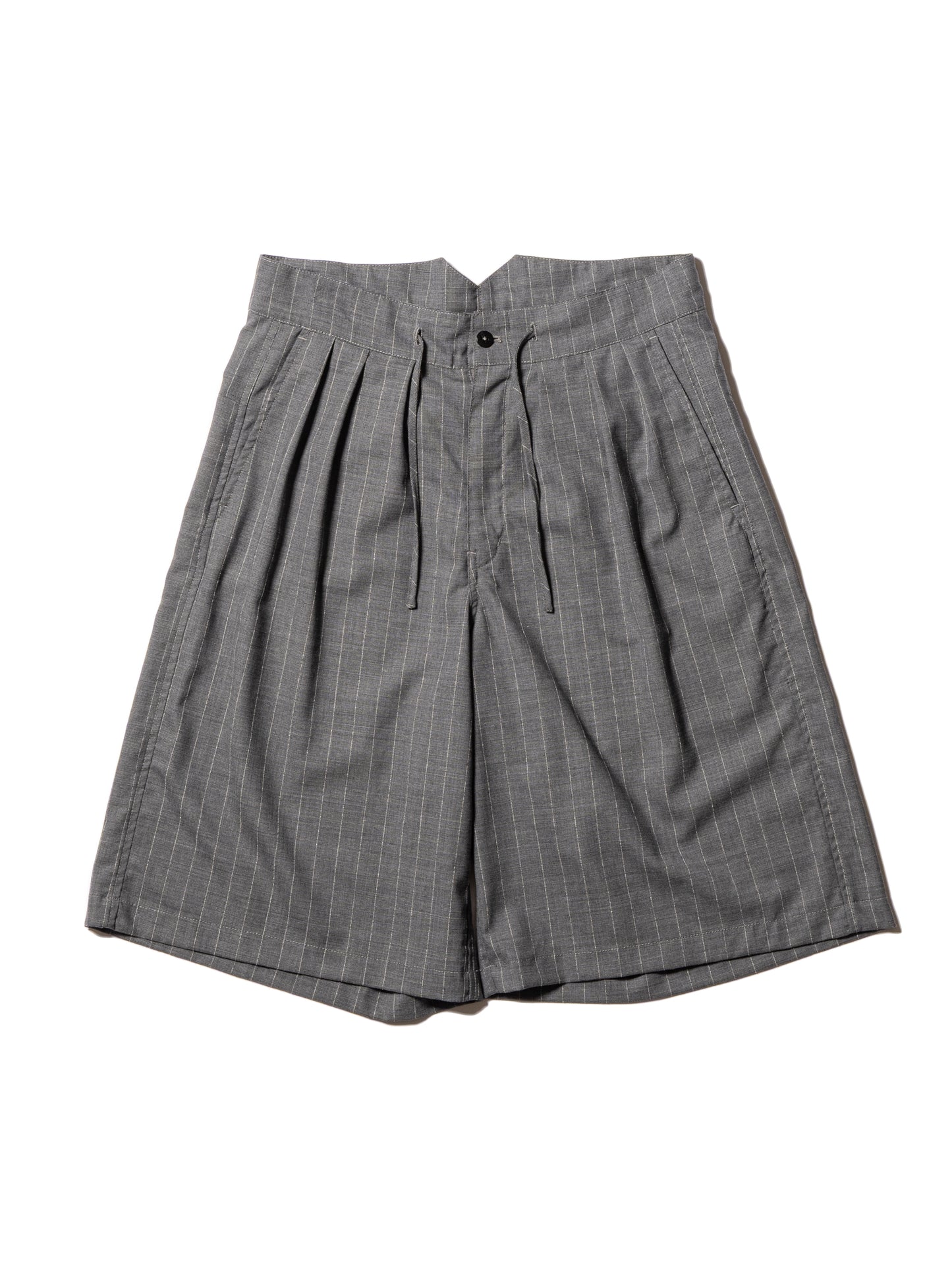 RESEARCHED 3/4 EASY SLACKS / WOOL SATIN CHALK STRIPE