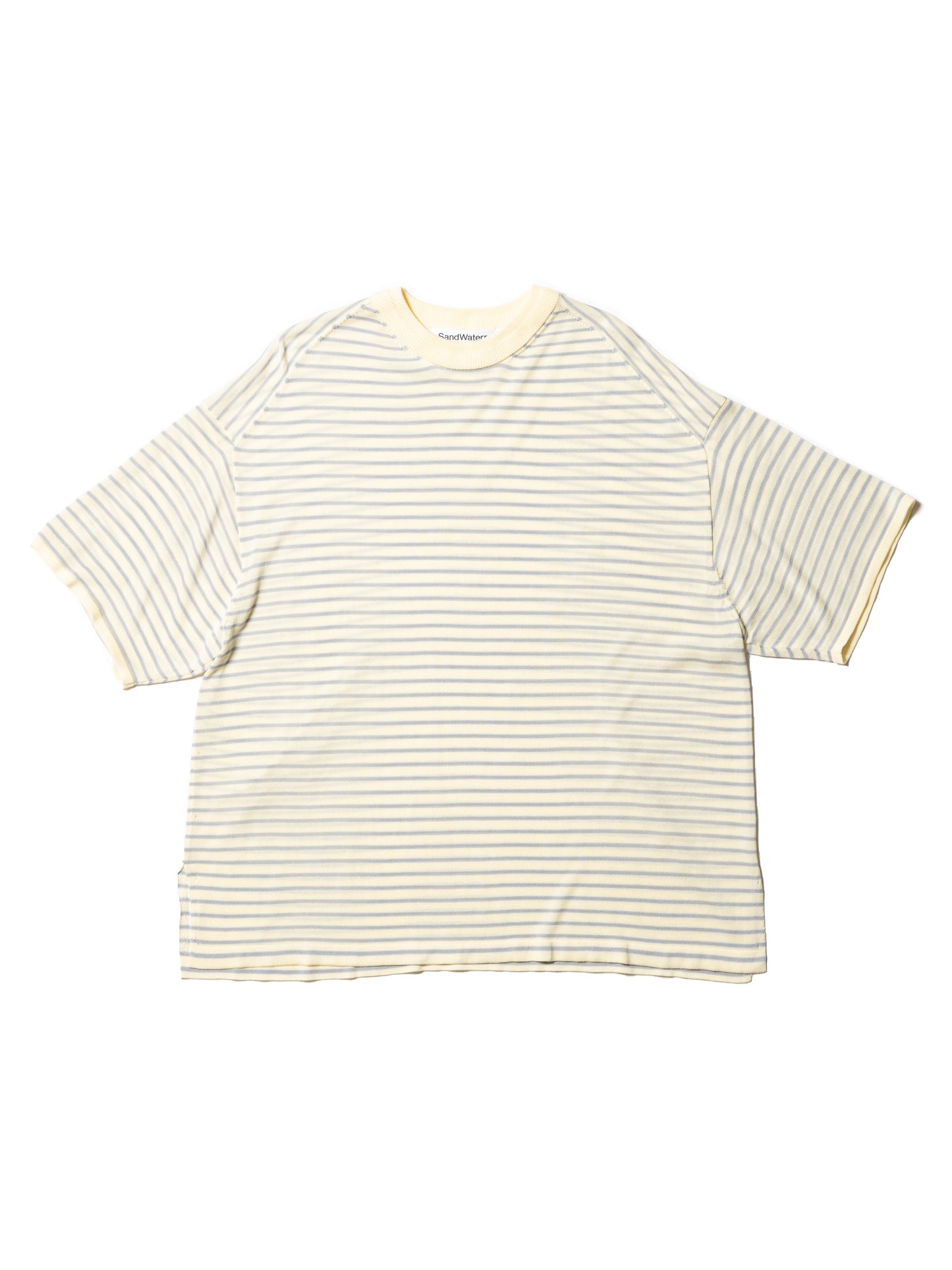 RESEARCHED SWEATER SS /RAYON MIX YARN BORDER