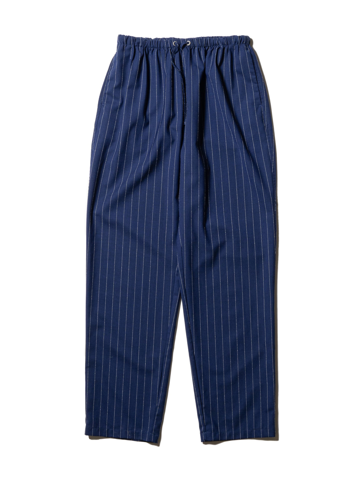 RESEARCHED EASY PANTS / WOOL SATIN CHALK STRIPE