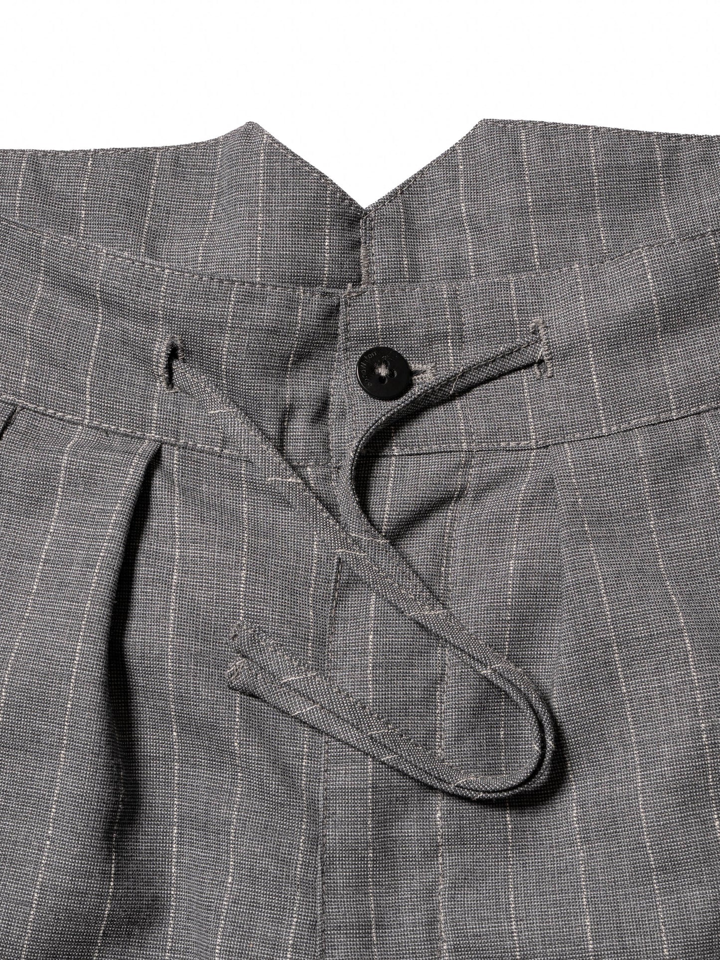 RESEARCHED 3/4 EASY SLACKS / WOOL SATIN CHALK STRIPE