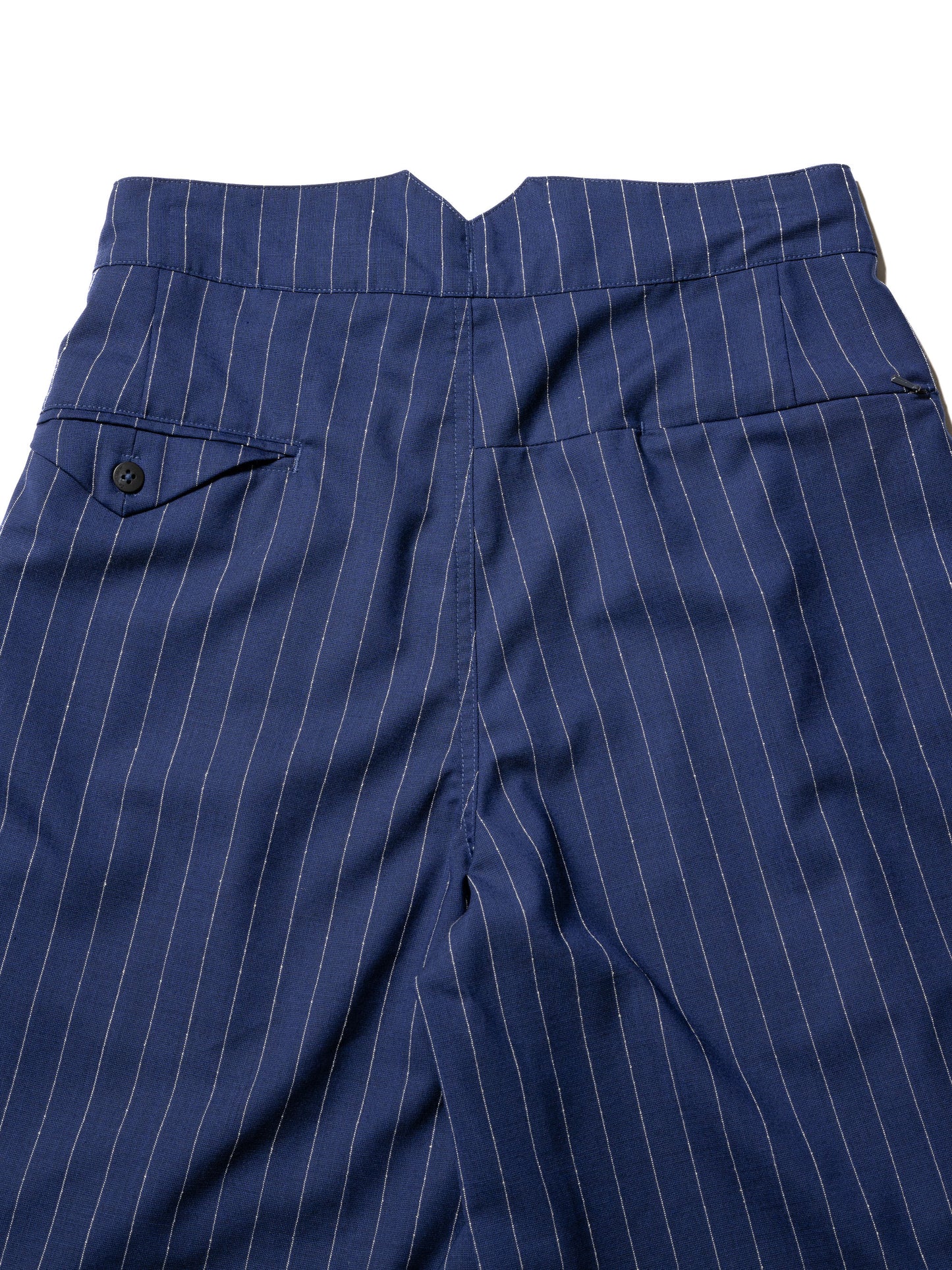 RESEARCHED 3/4 EASY SLACKS / WOOL SATIN CHALK STRIPE