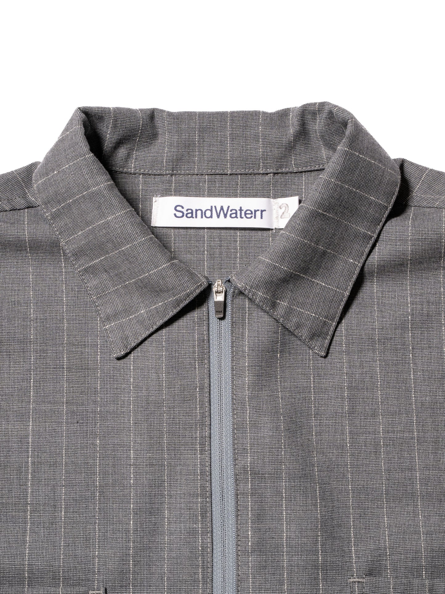 RESEARCHED HALF ZIP SHIRTS / WOOL SATIN CHALK STRIPE