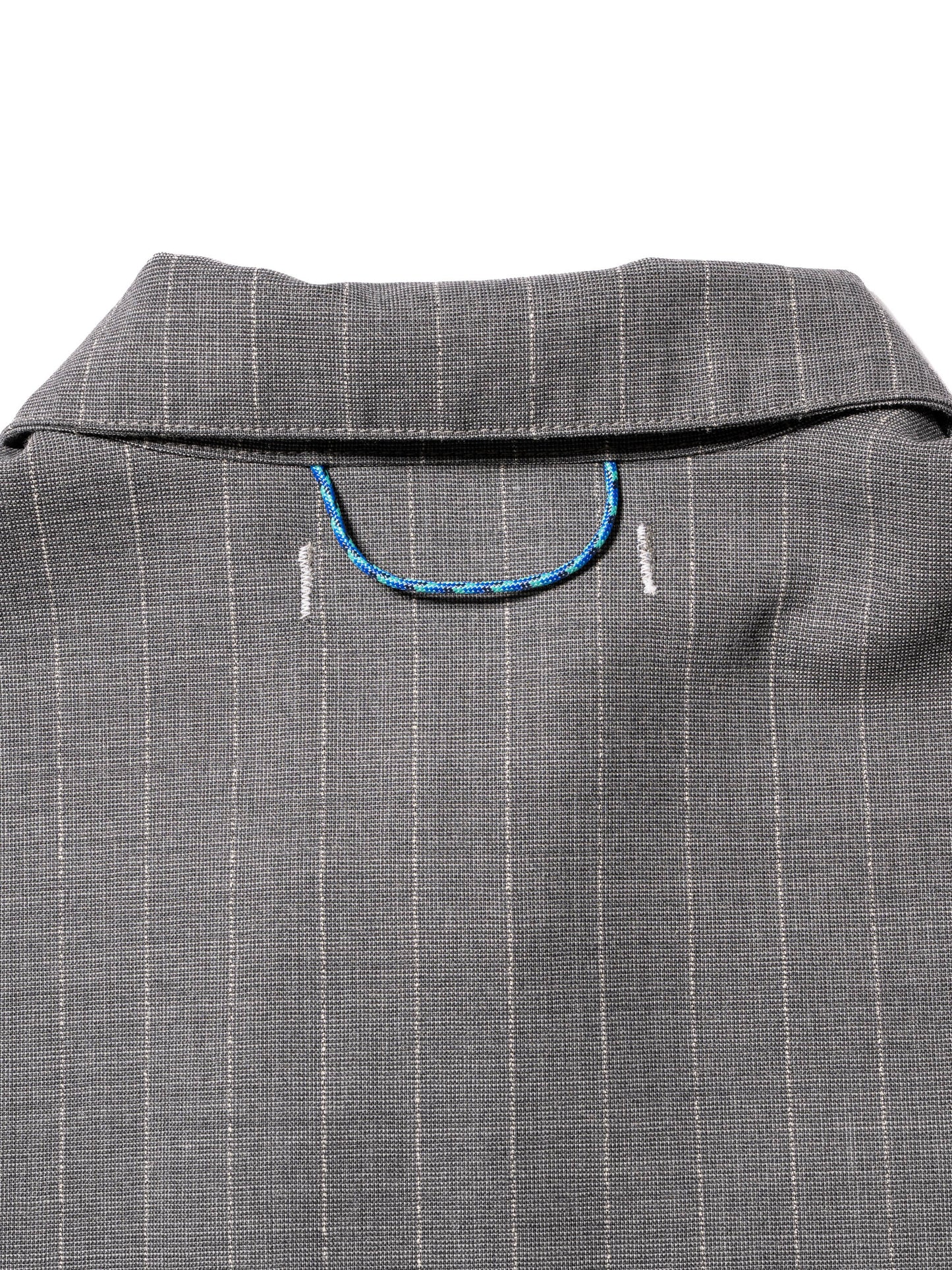 RESEARCHED HALF ZIP SHIRTS / WOOL SATIN CHALK STRIPE