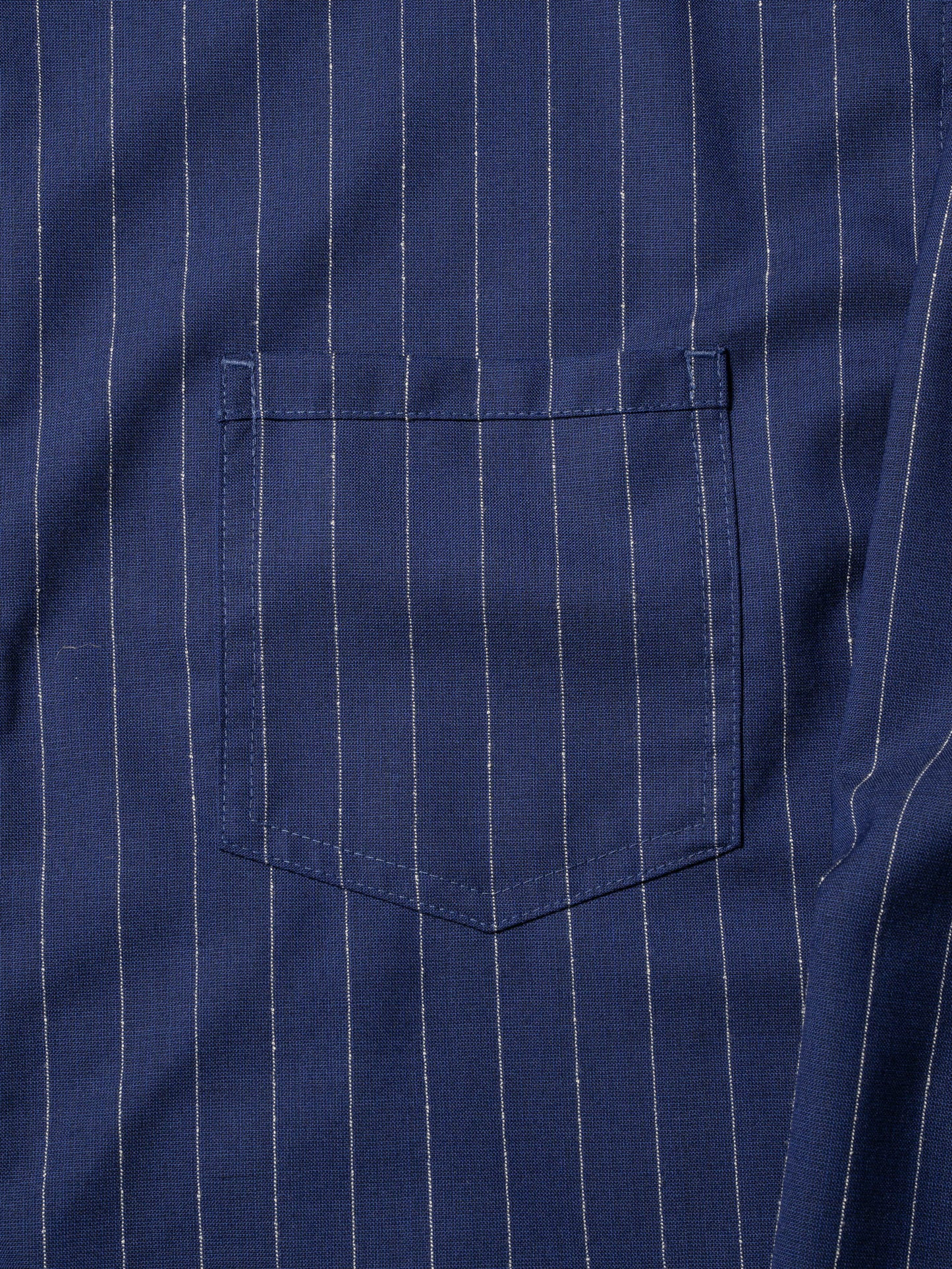 RESEARCHED HALF ZIP SHIRTS / WOOL SATIN CHALK STRIPE