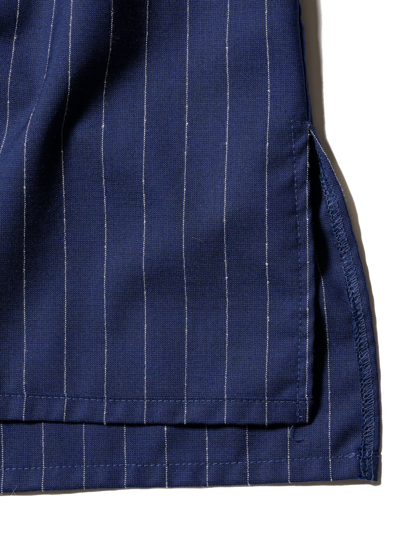 RESEARCHED HALF ZIP SHIRTS / WOOL SATIN CHALK STRIPE