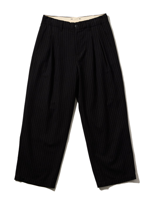 RESEARCHED TUCK SLACKS / T/R/W MIX STRIPE SATIN