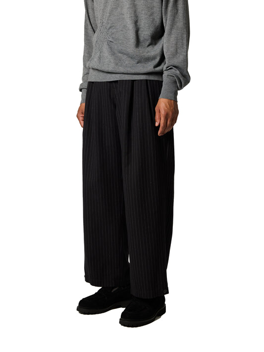 RESEARCHED TUCK SLACKS/ T/R/W MIX STRIPE SATIN