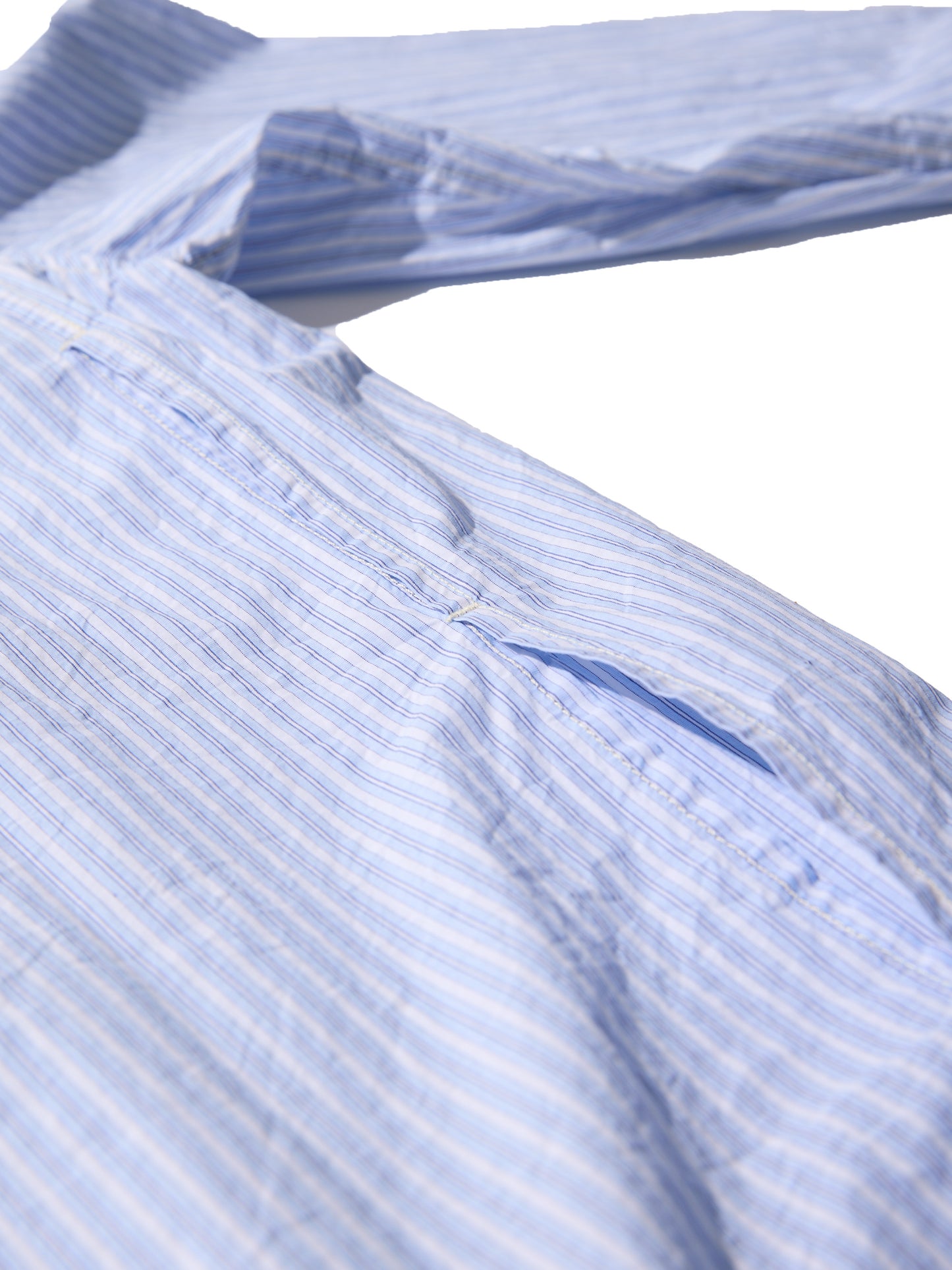 RESEARCHED OPEN COLLER SHIRT / COTTON BROAD STRIPE