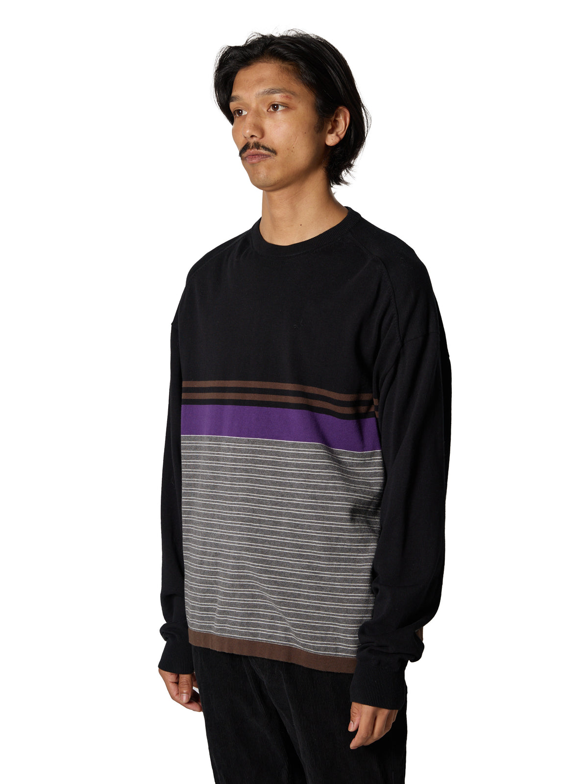 CRAFTED BORDER SWEATER  /COTTON YARN