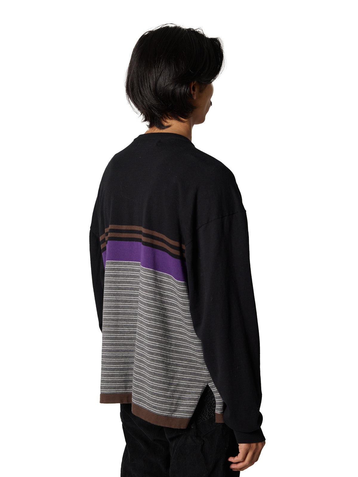 CRAFTED BORDER SWEATER  /COTTON YARN